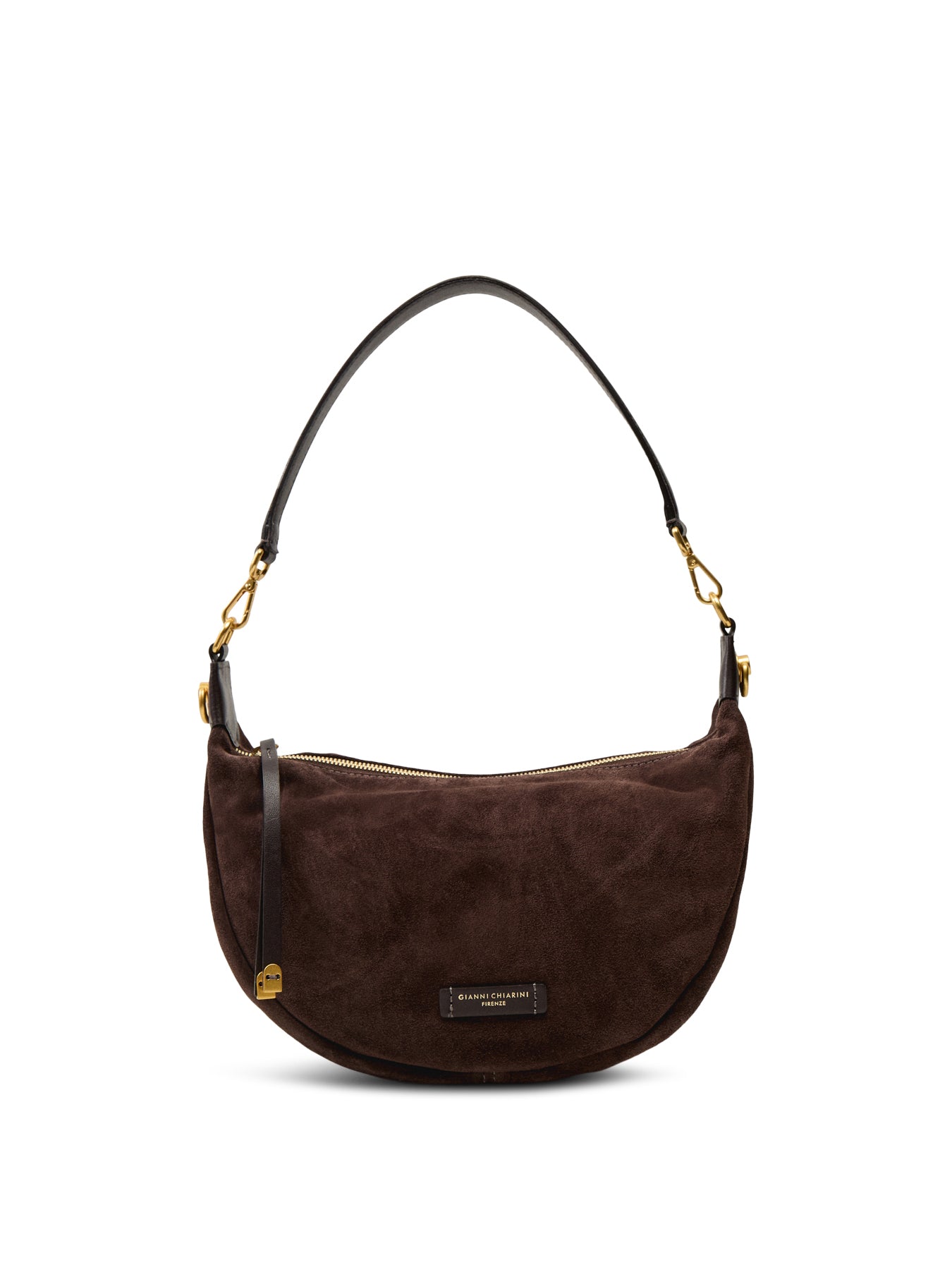 Aisha Suede Crescent Crossbody Moka
