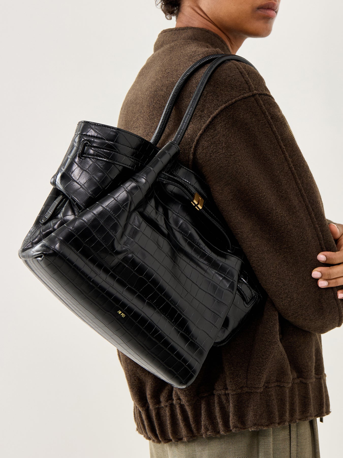 Hana Medium Tote Bag Black Croc – Fenwick