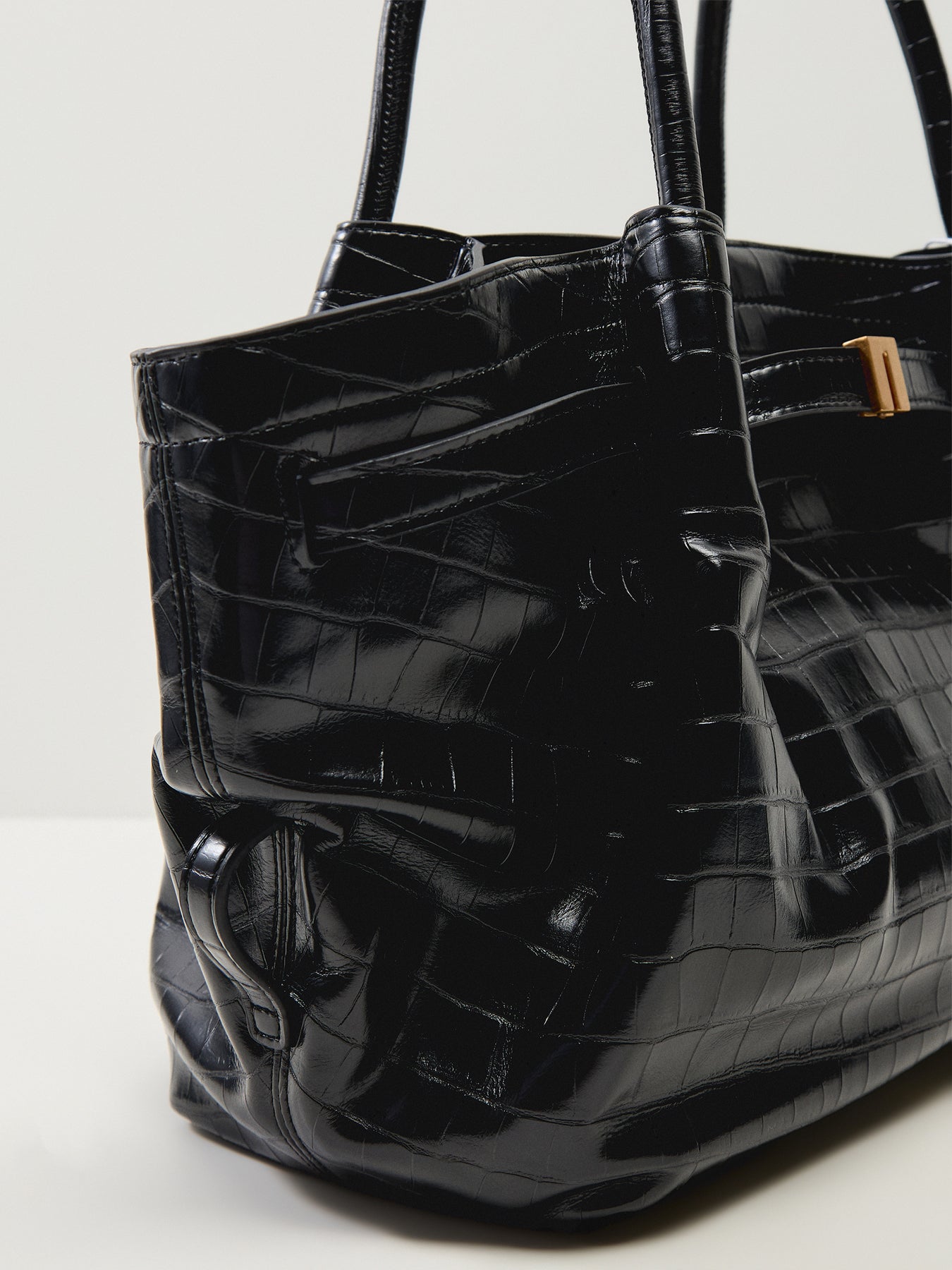 Hana Medium Tote Bag Black Croc – Fenwick