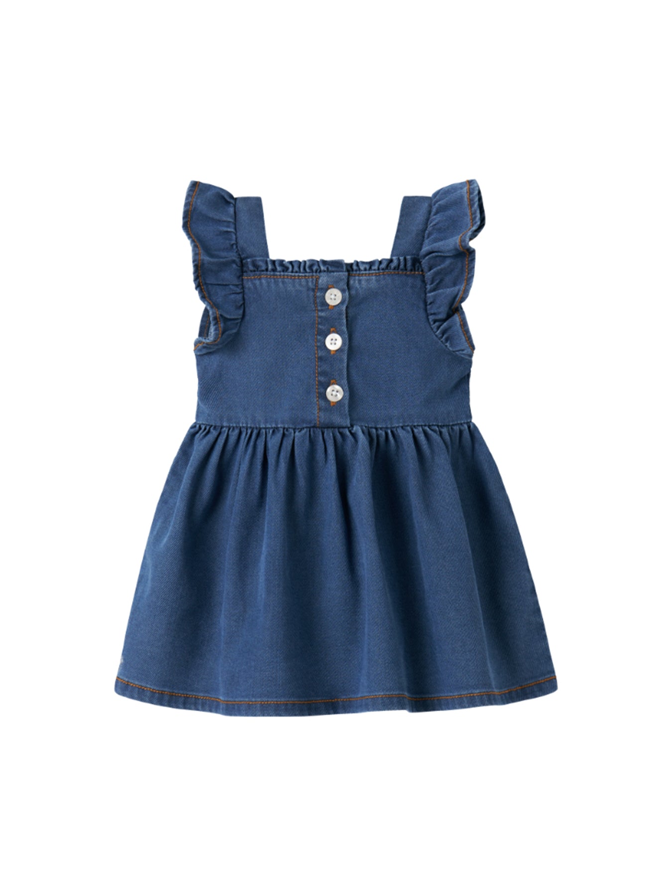 Morgan Denim Frill Dress Blue