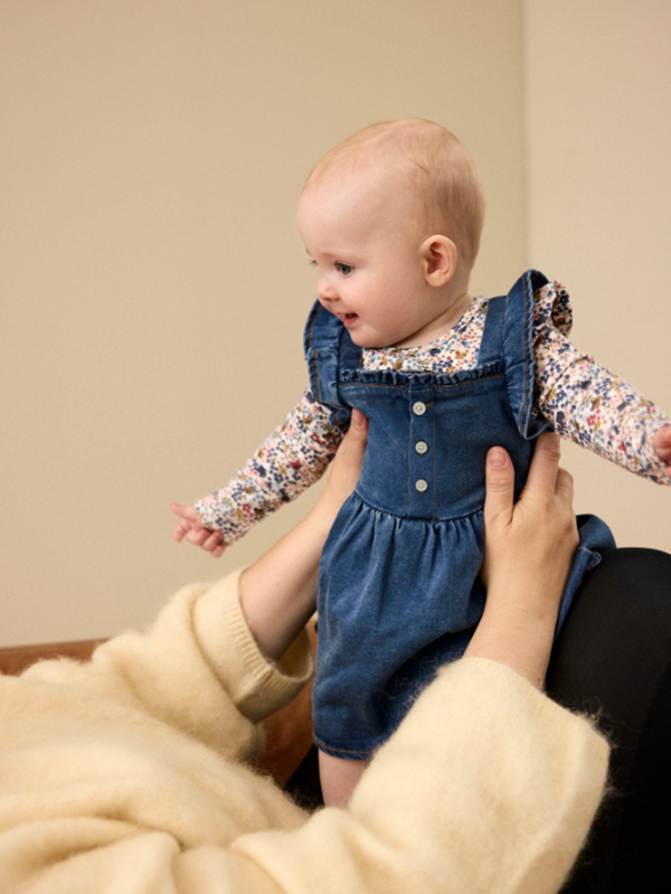 Morgan Denim Frill Dress Blue