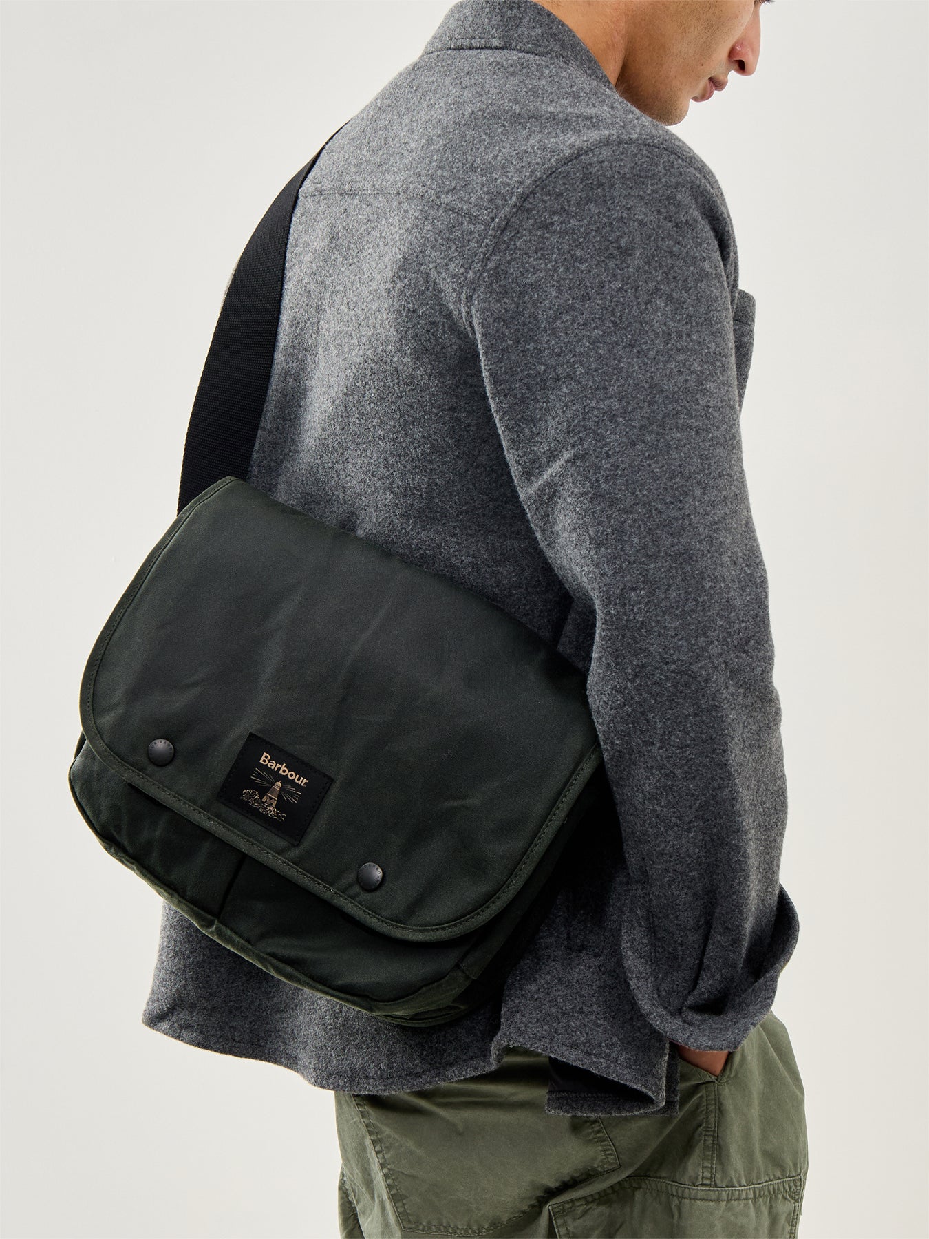 Barbour Field Wax Riever Crossbody Bag Sage