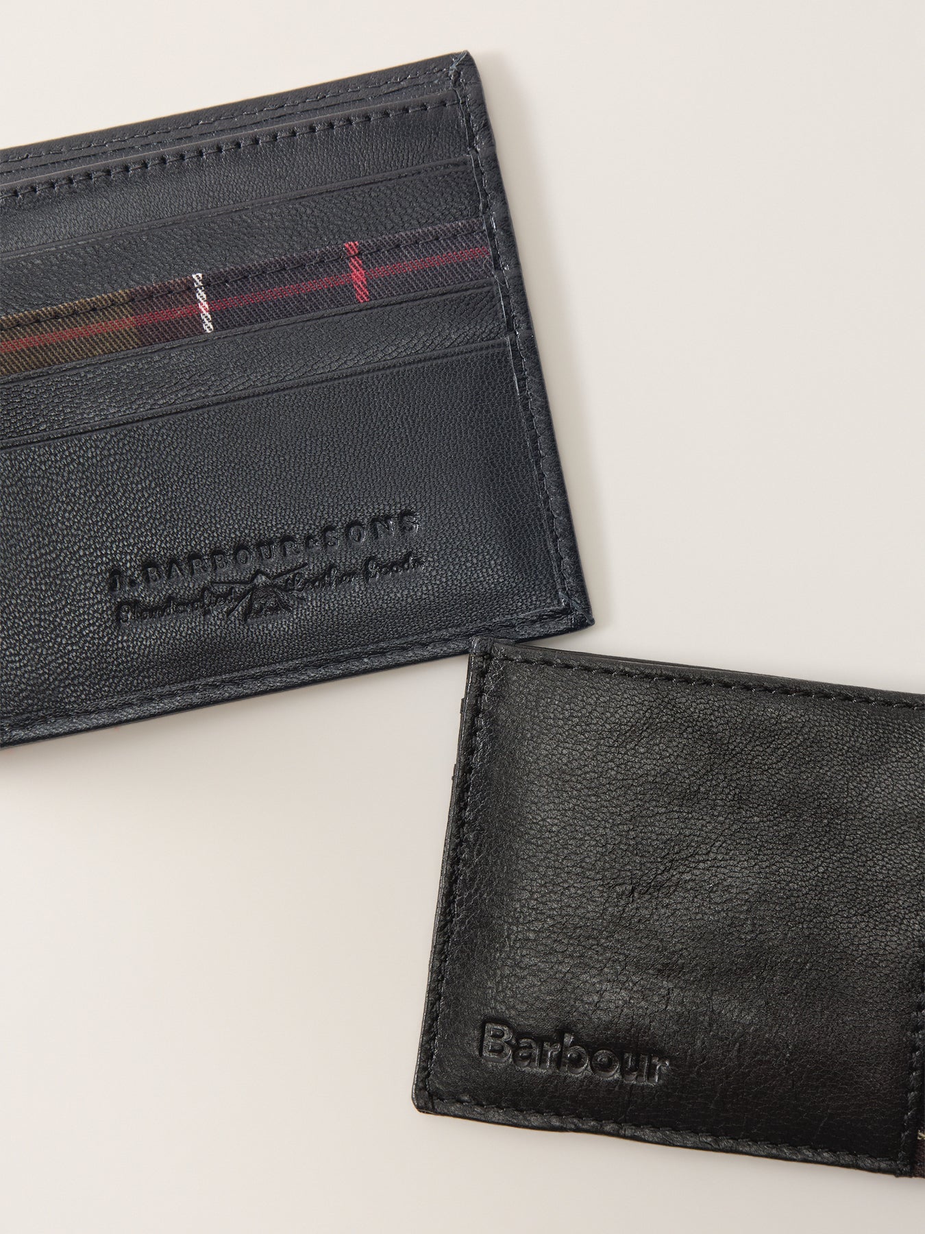 Barbour Leather & Tartan Wallet & Card Holder Gift Set Black
