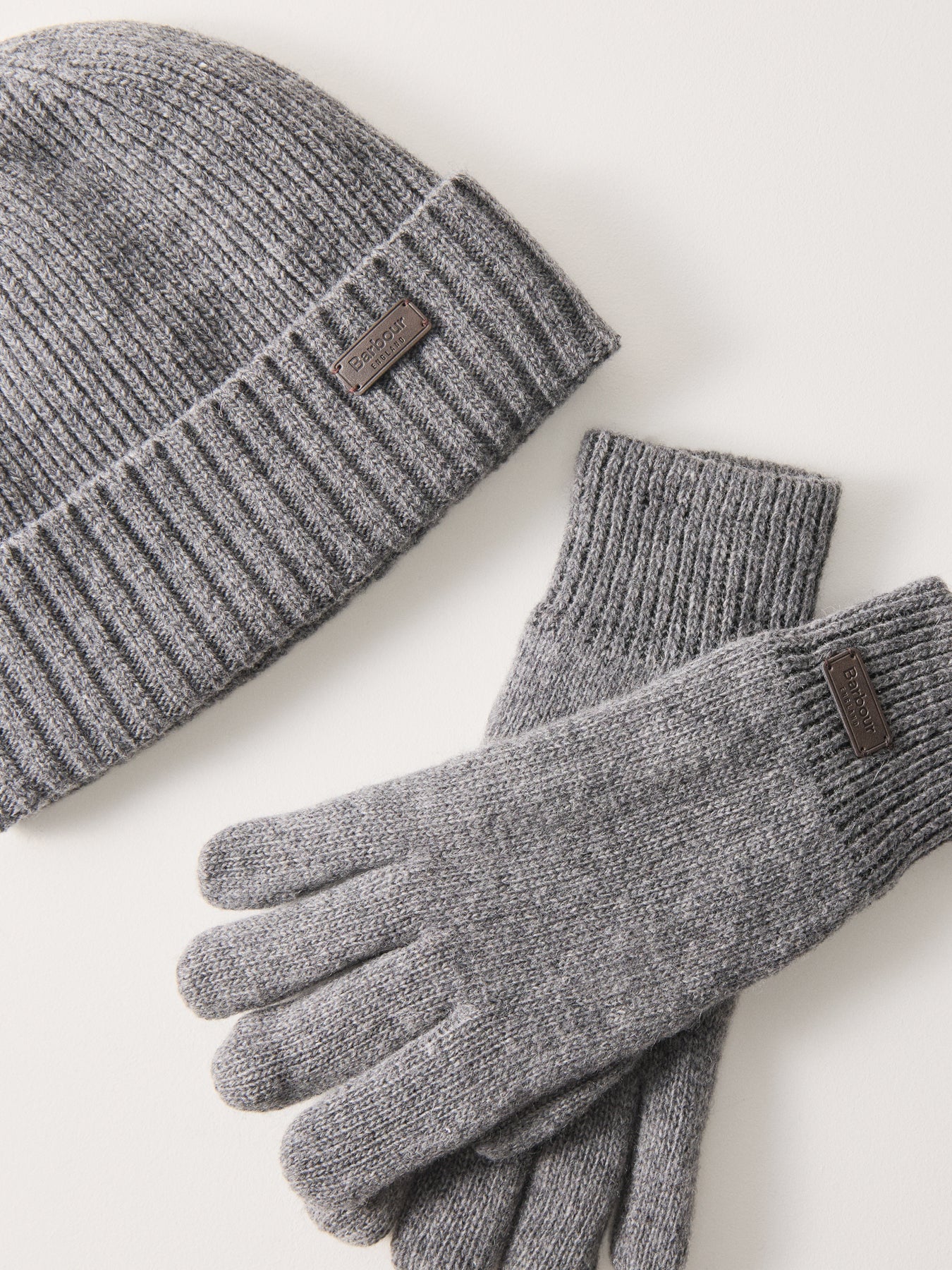 Barbour Carlton Beanie & Gloves Gift Set Grey