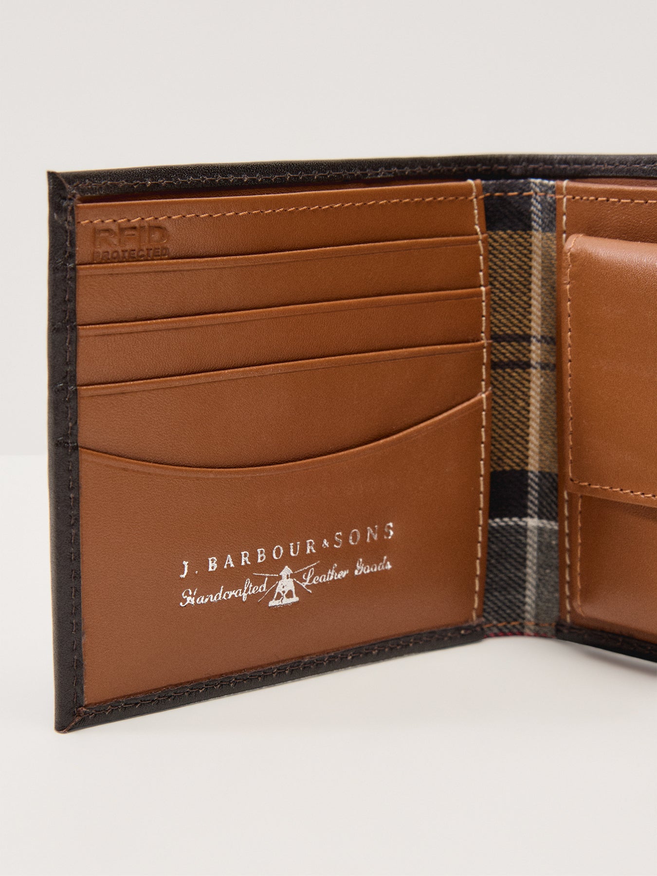 Barbour Elvington Leather Billfold Coin Wallet Brown