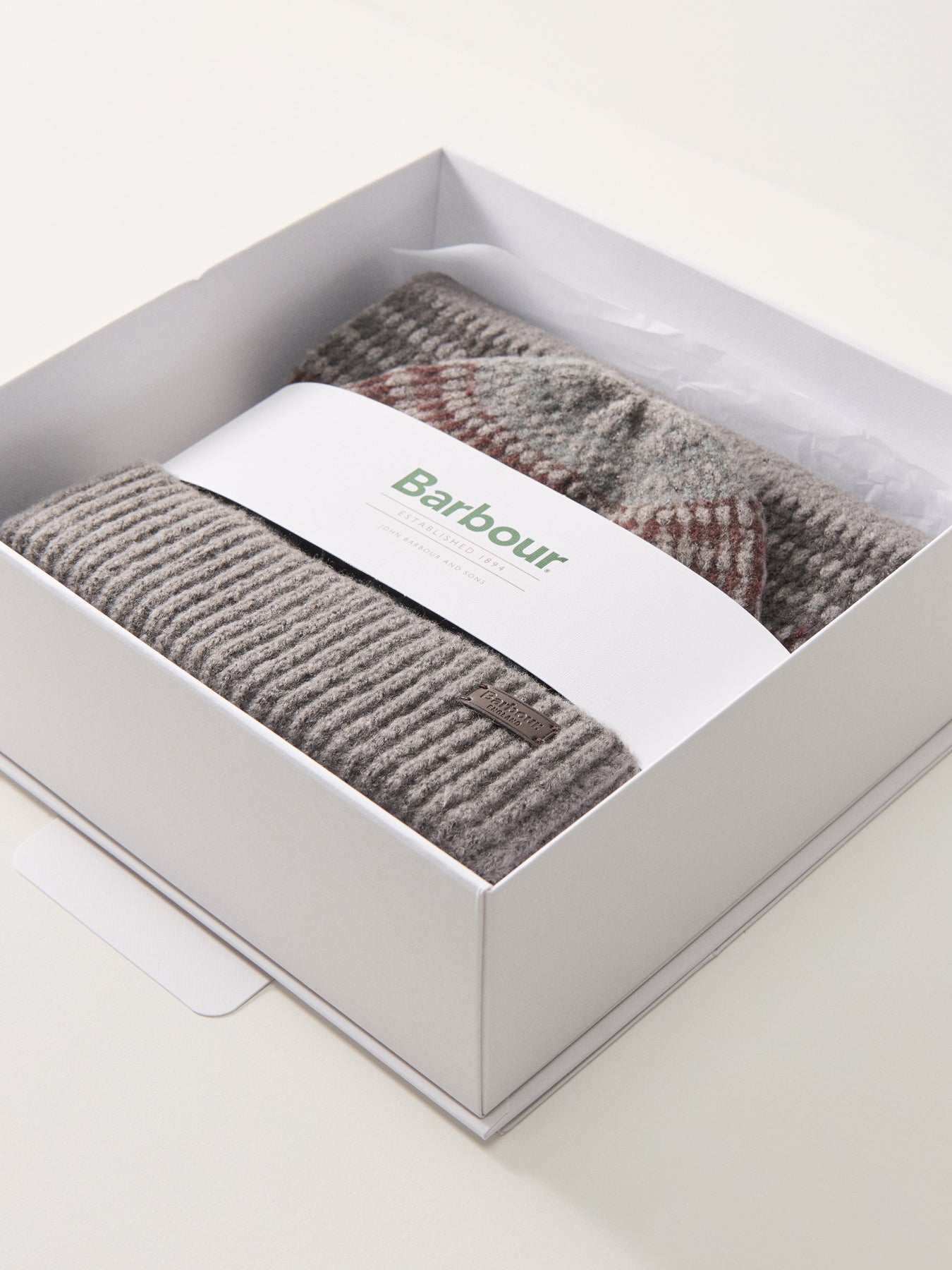 Barbour Branton Beanie & Scarf Gift Set Midnight Oak Mix