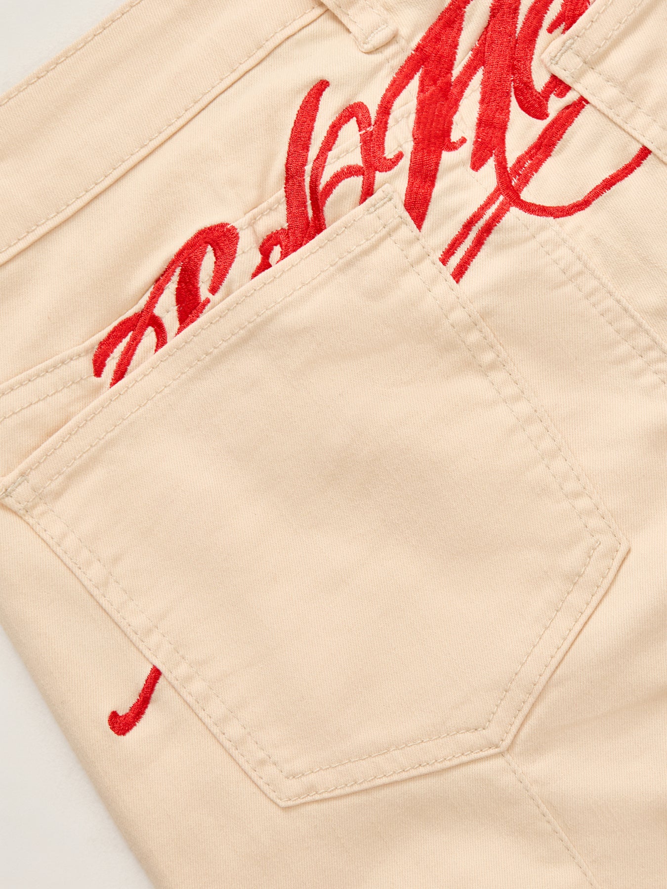 Floral Cross Flared Jeans Beige