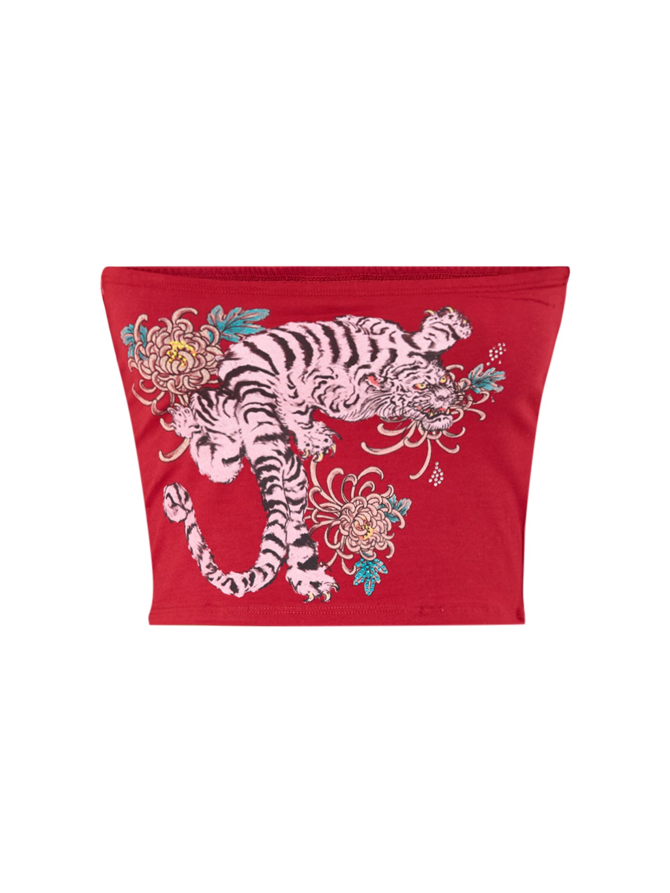 Snow Tiger Diamante Bandeau Top Red