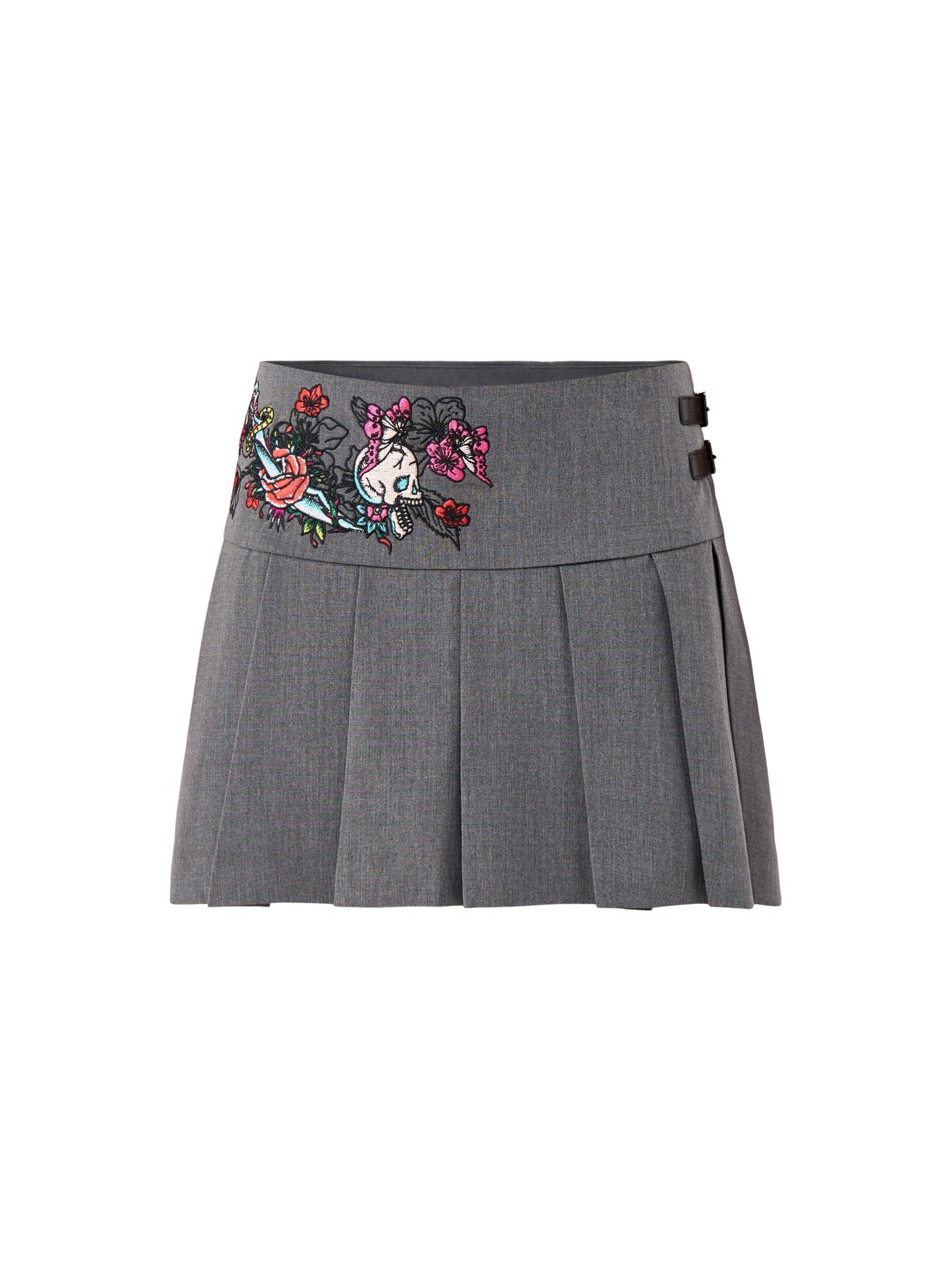 Womens Skull And Panther Pleated Mini Skort