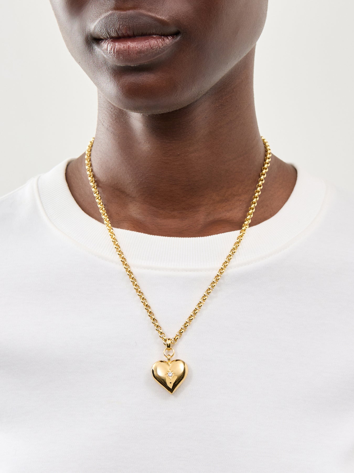 Large Gold Heart on Chunky Belcher Chain