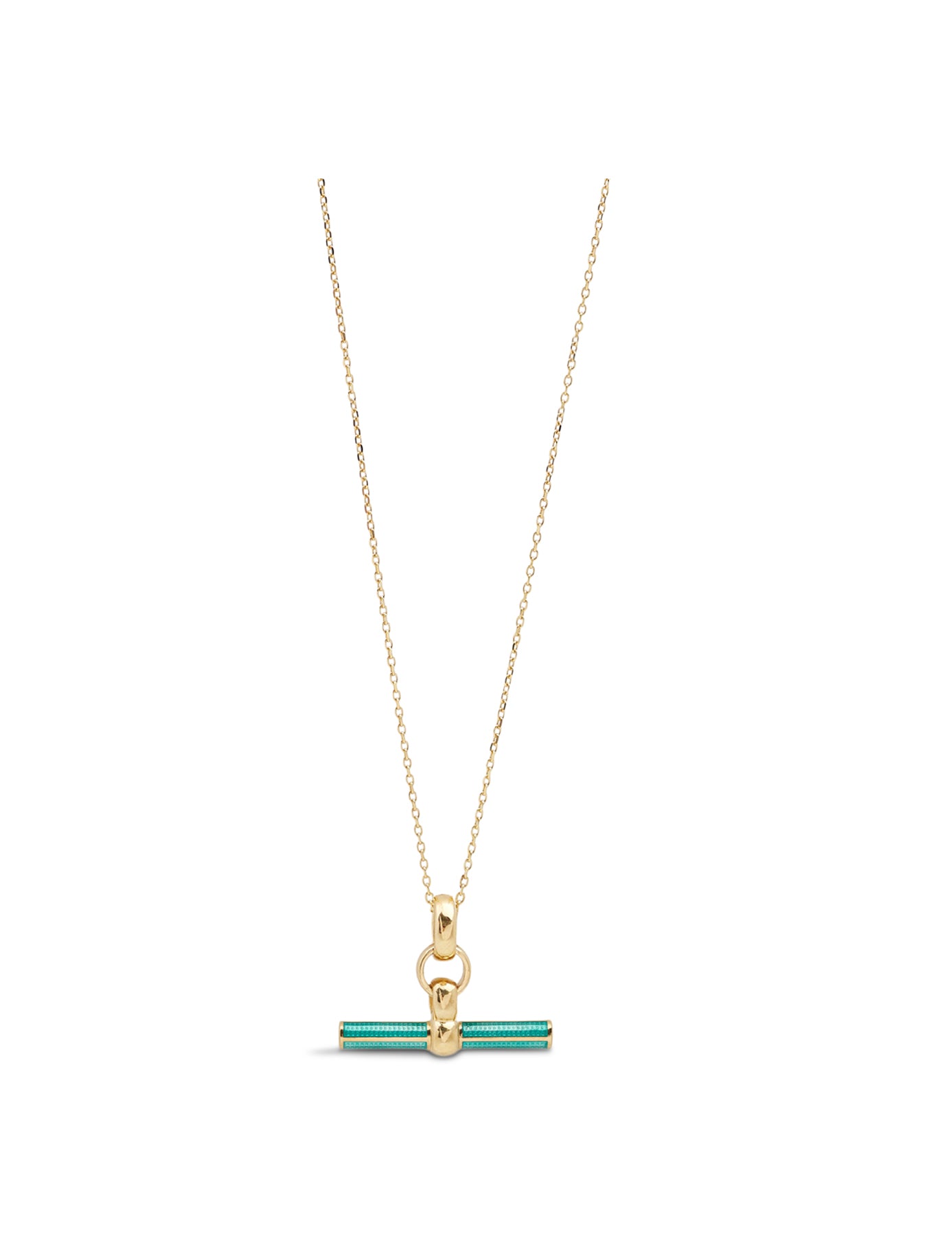 Turquoise Enamel Small T-bar Necklace