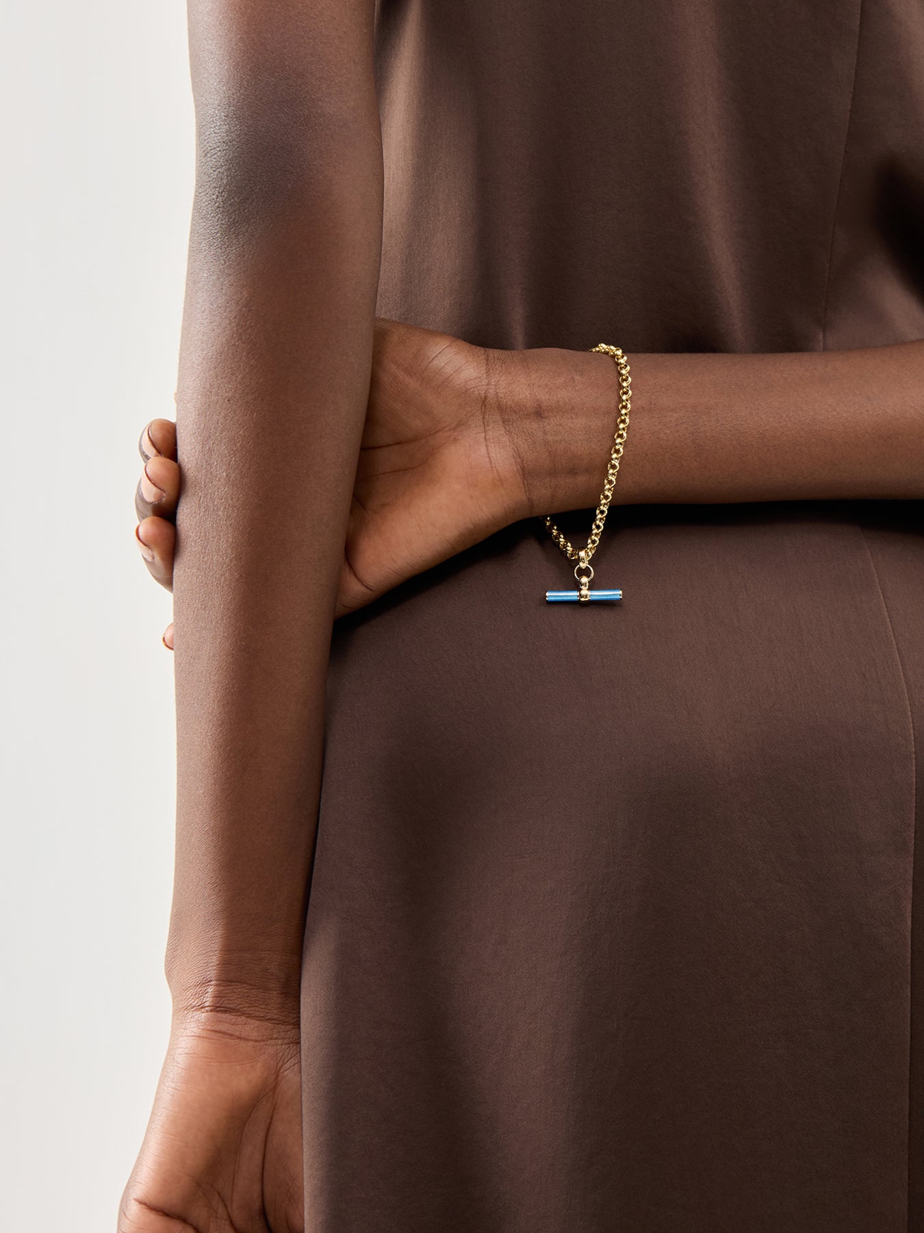 Aquamarine Enamel T-bar Bracelet