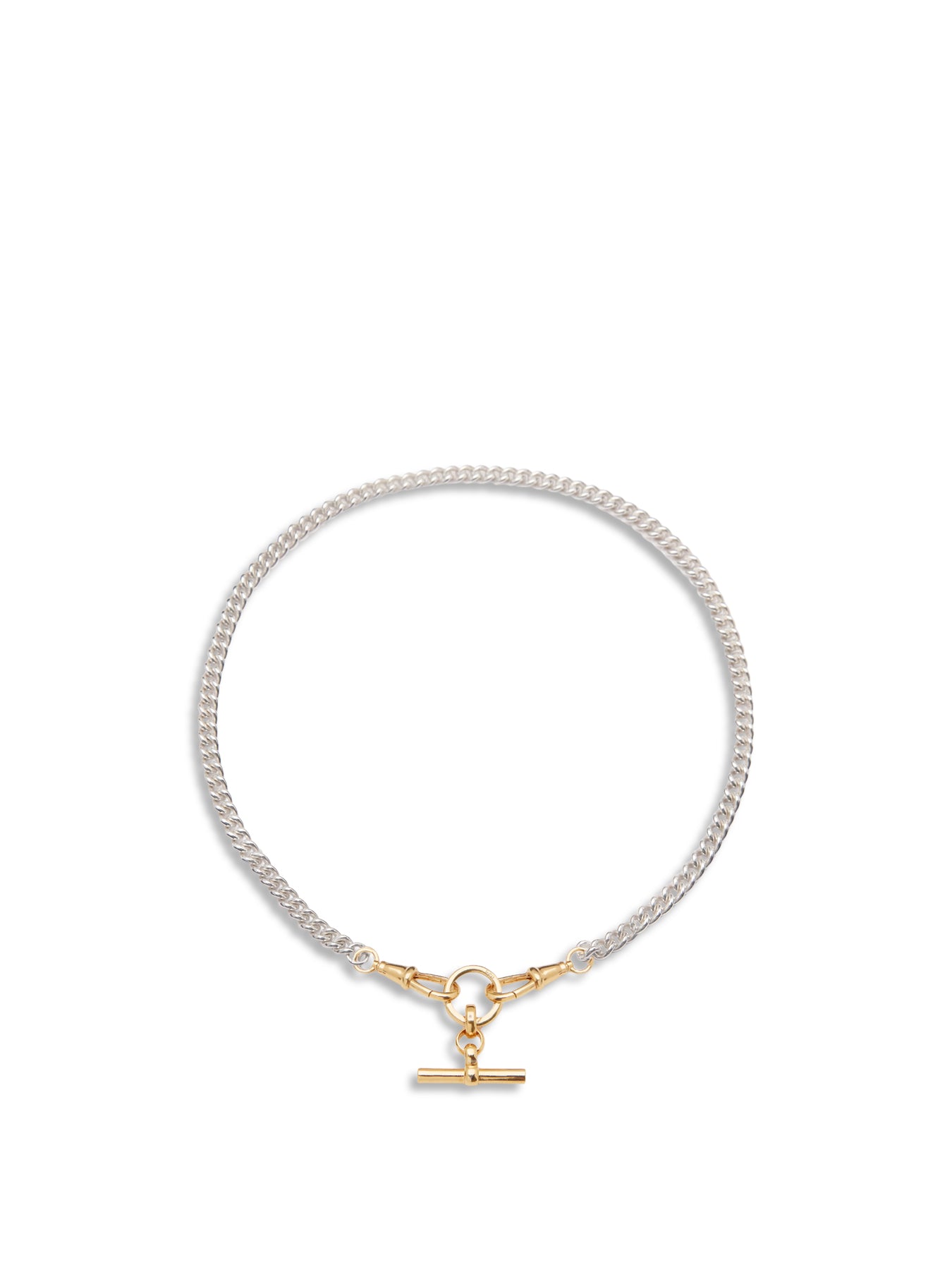 Silver and Gold Slim T-bar Necklace