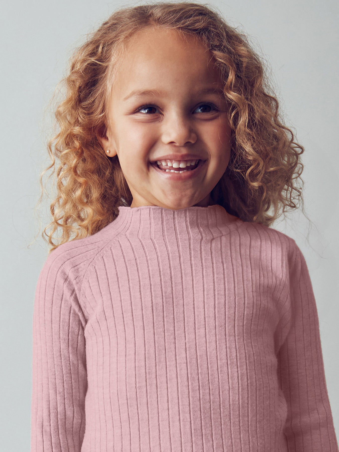Girls’ Rib Turtleneck Top Pink
