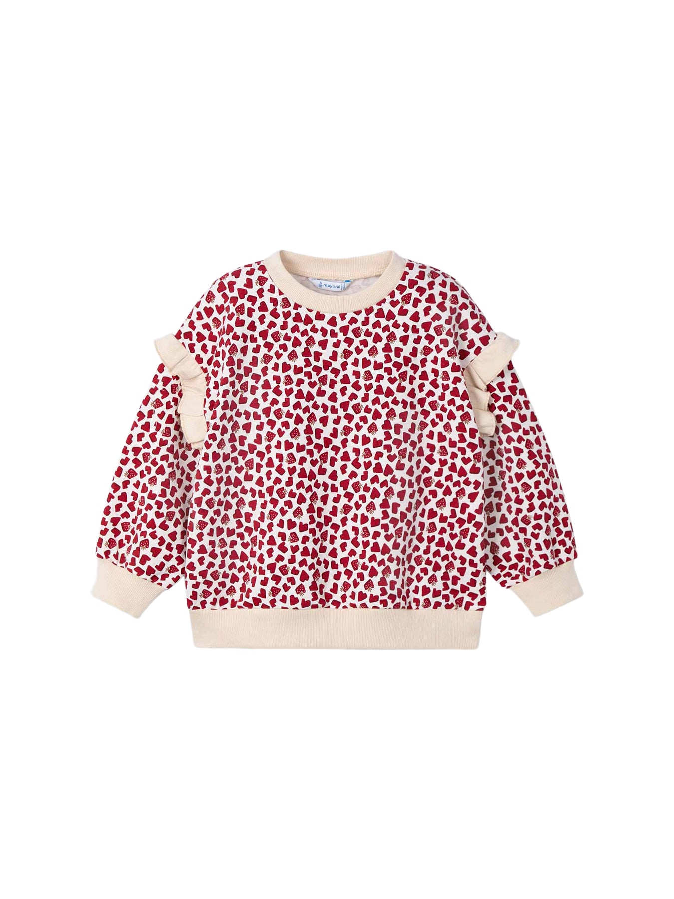 Heart Ruffle Sleeve Pullover Almond