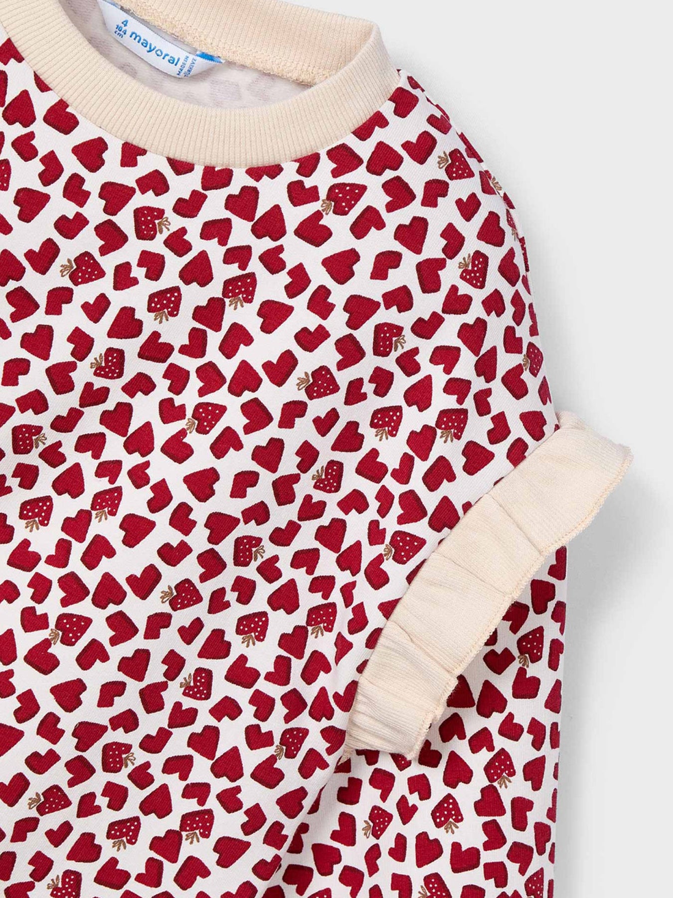 Heart Ruffle Sleeve Pullover Almond