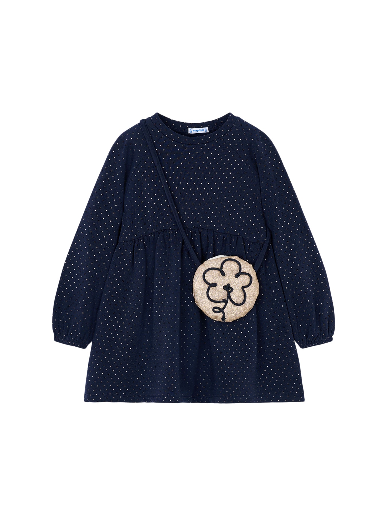 Fleece Dress with Flower Bag Navy