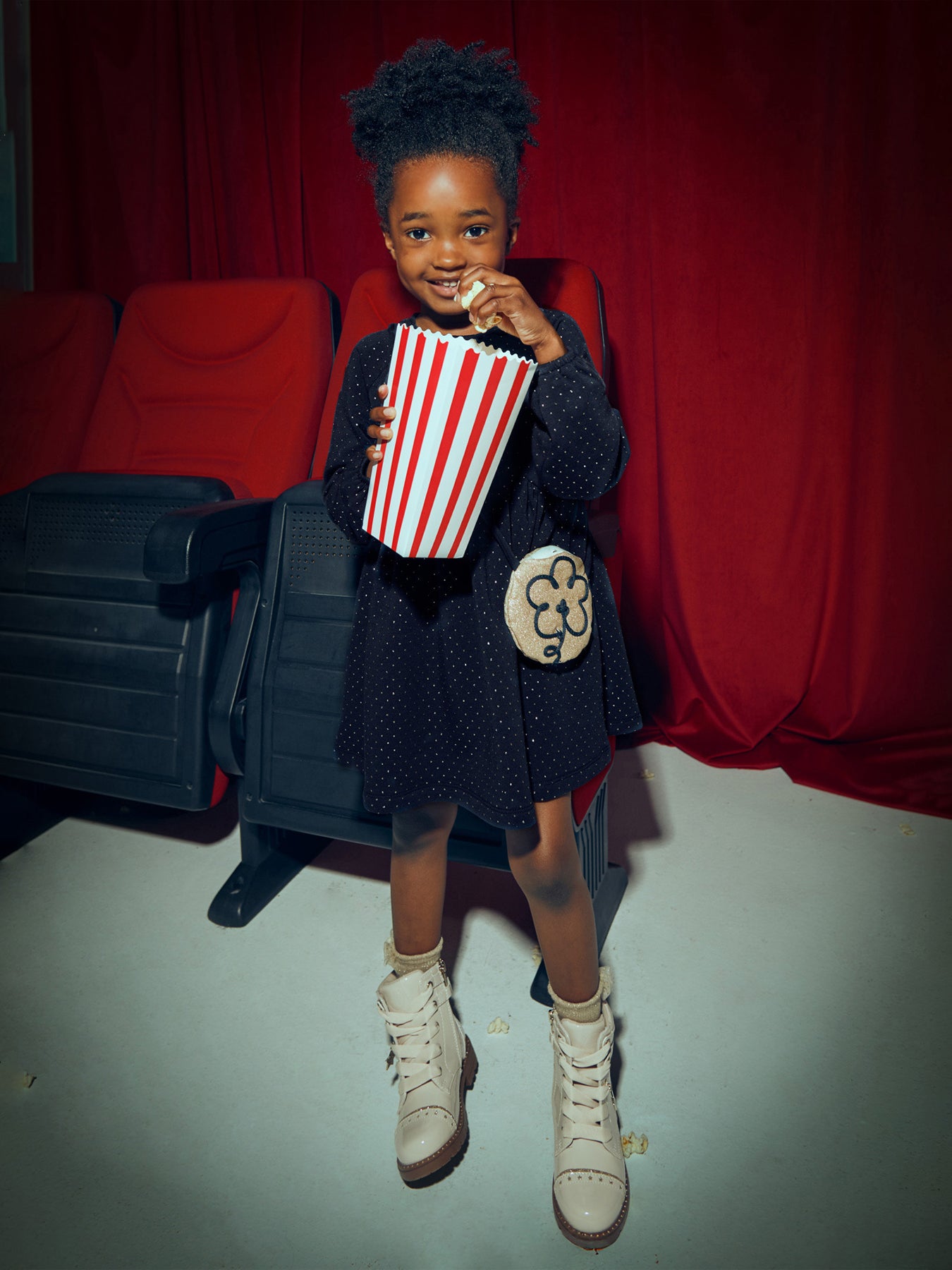 Fleece Dress with Flower Bag Navy