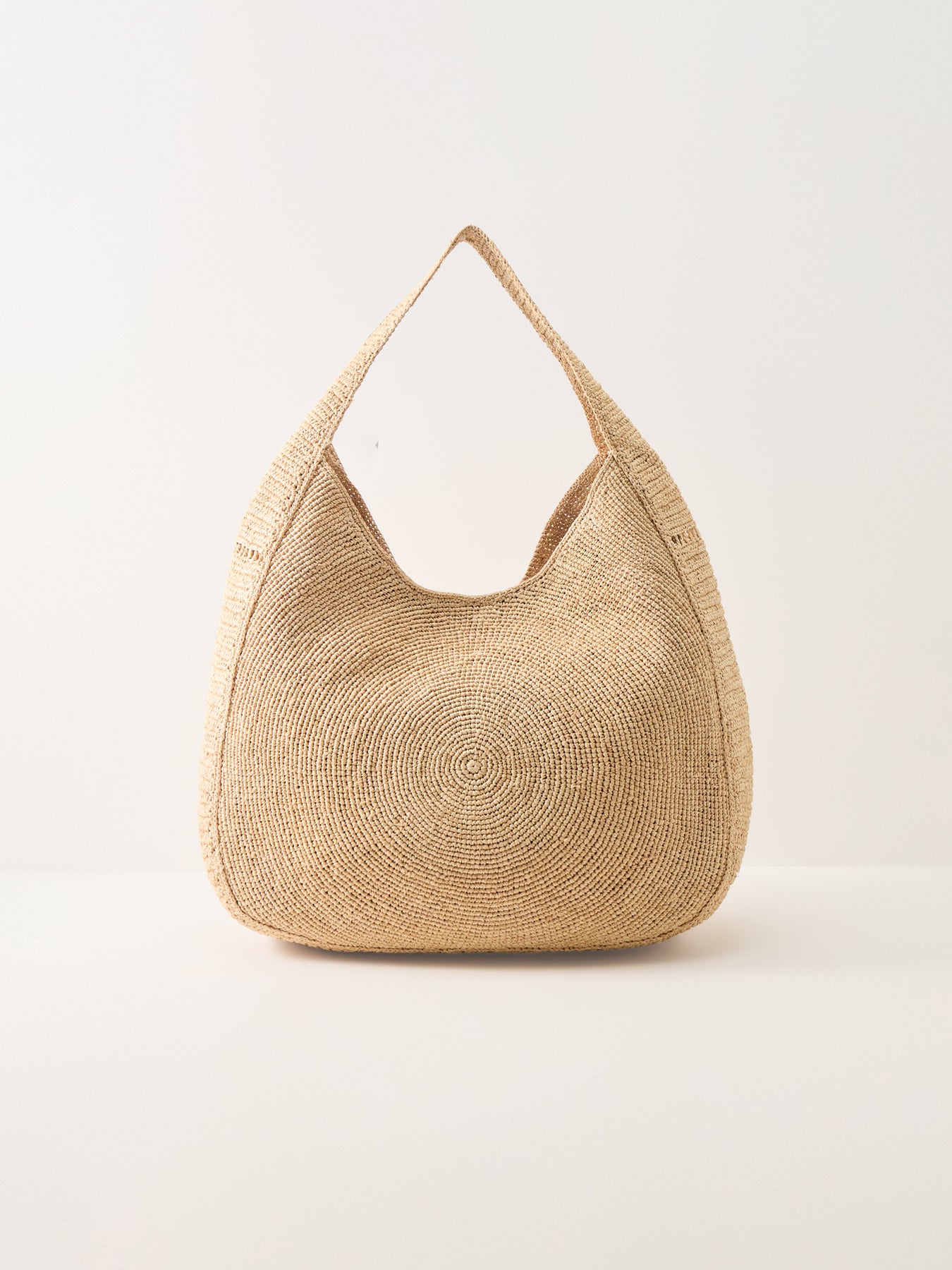 Logo Large Crochet Hobo Bag Beige