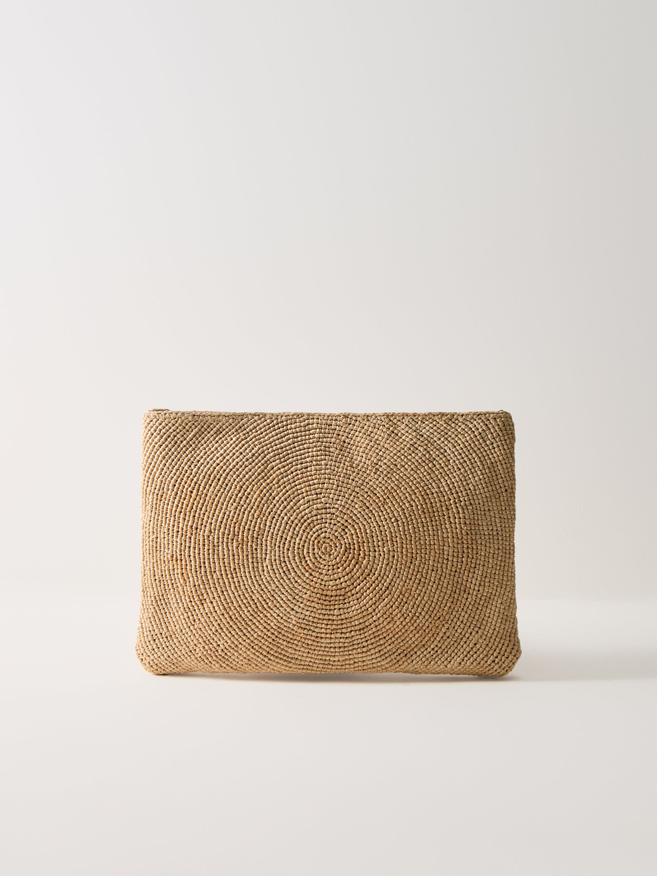 Logo Crochet Raffia Pouch Natural