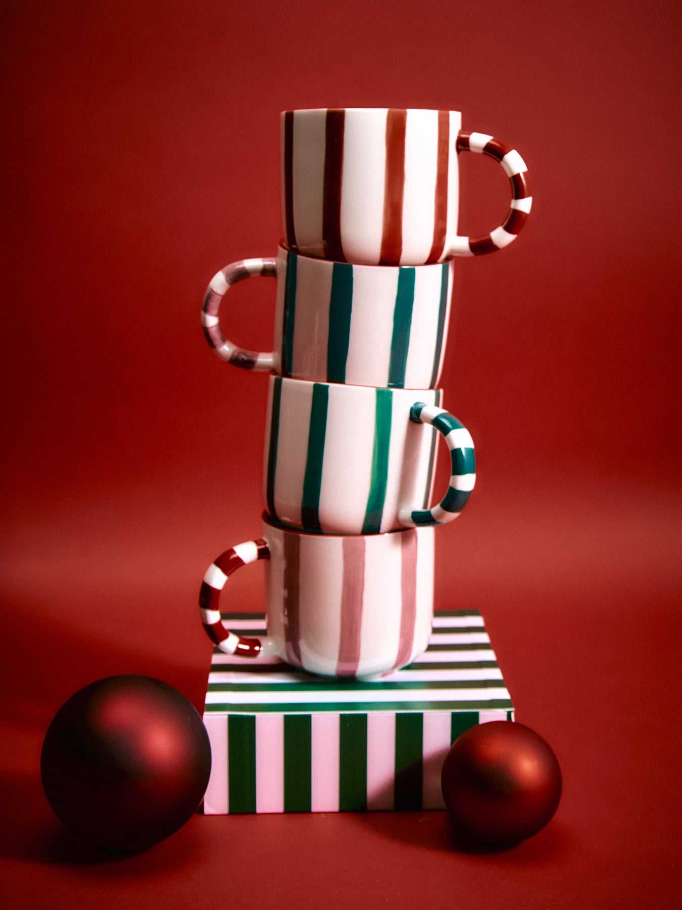 4 Piece Set of Christmas Porcelain Mugs