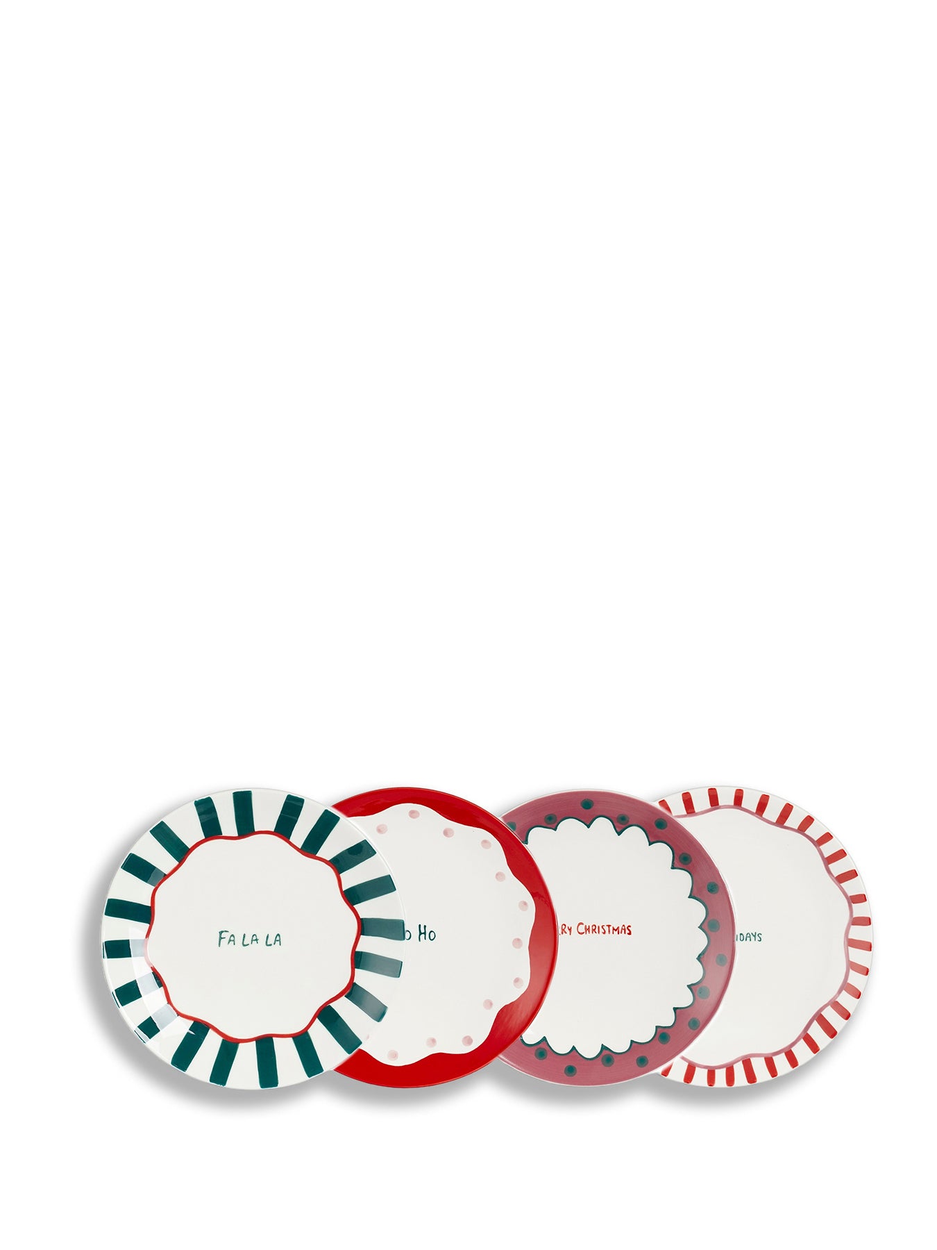 4 Piece Set of Christmas Porcelain Dinner Plates