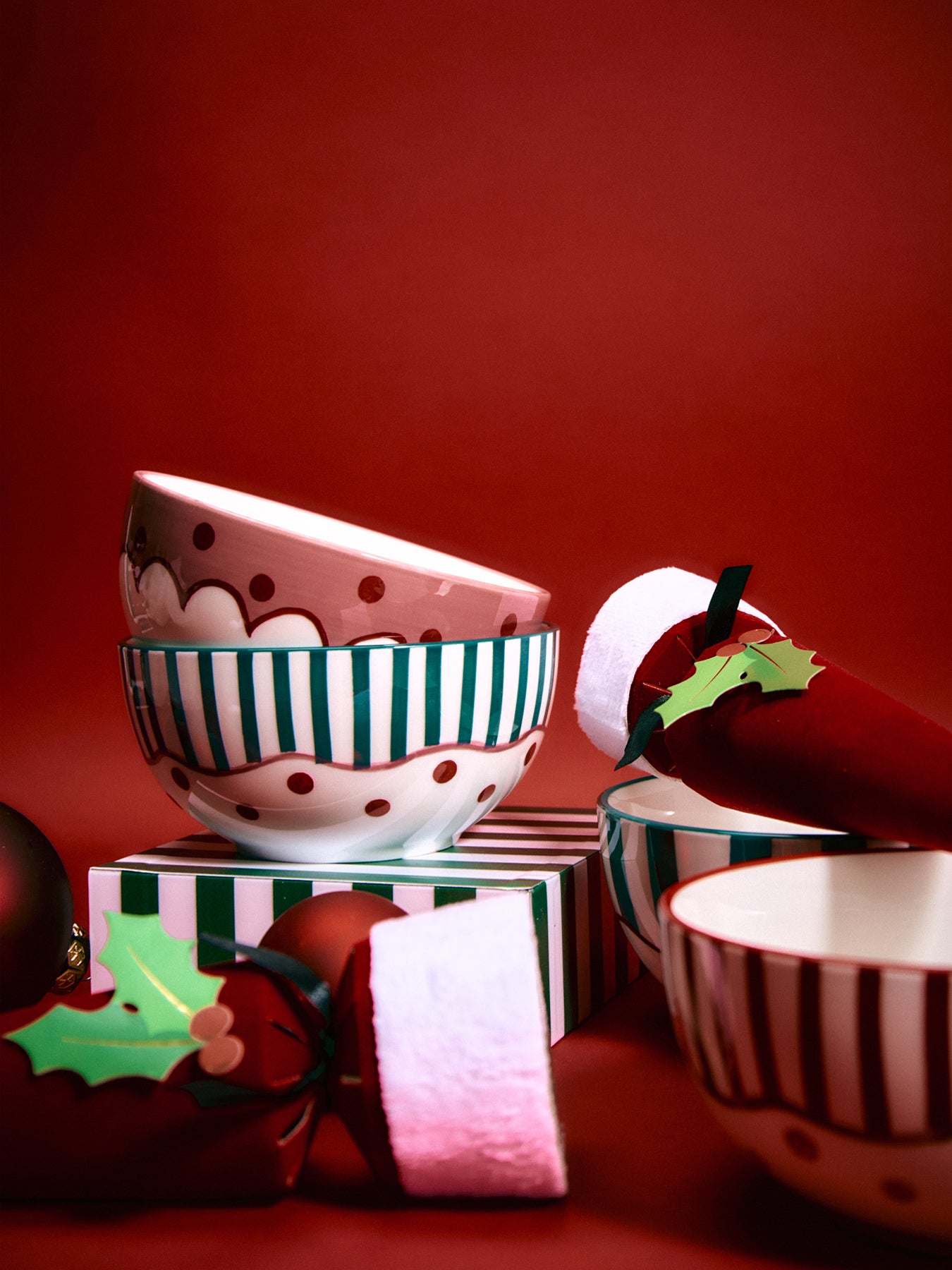 4 Piece Set of Christmas Porcelain Bowls
