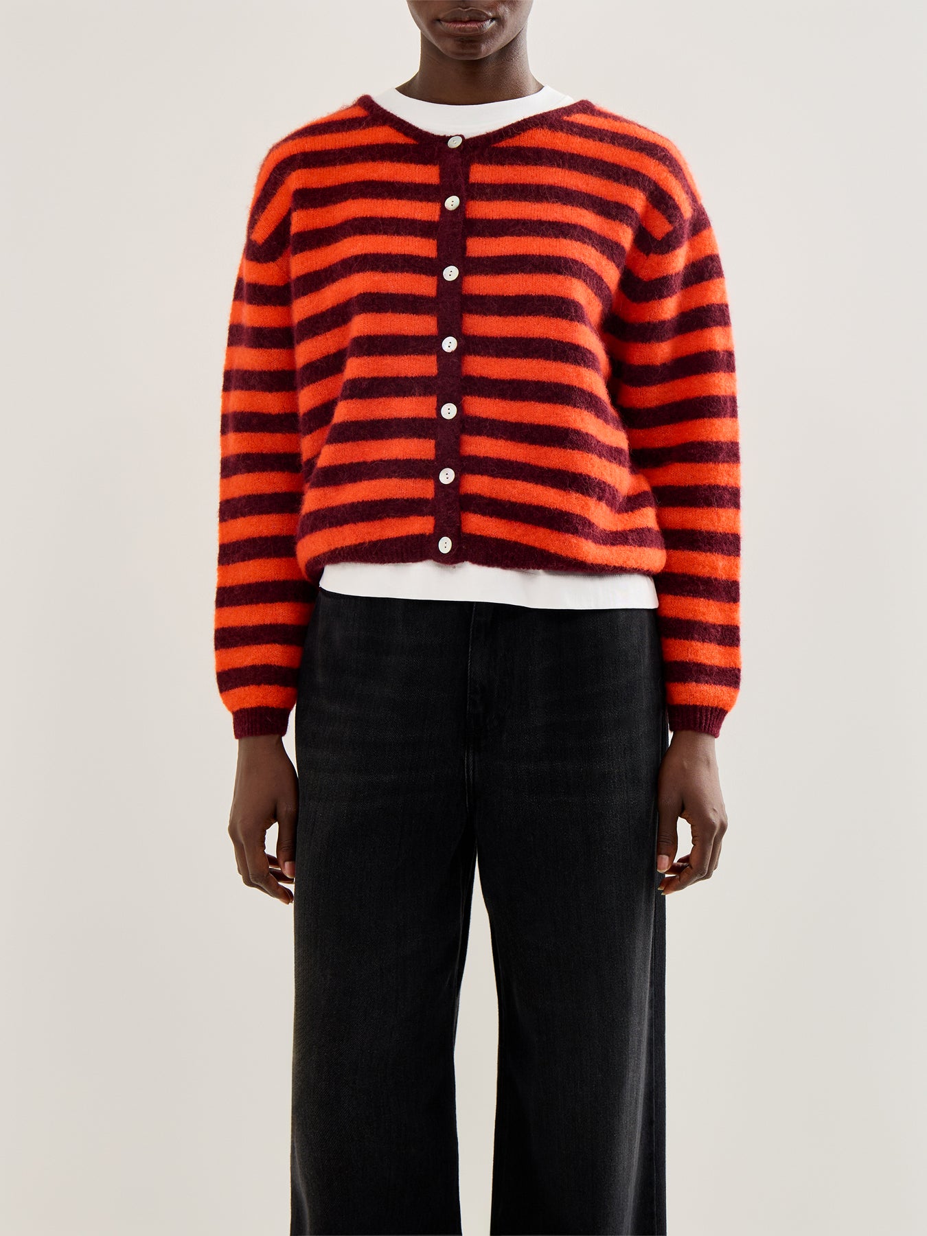 Vitow Wool Cardigan Red Stripe