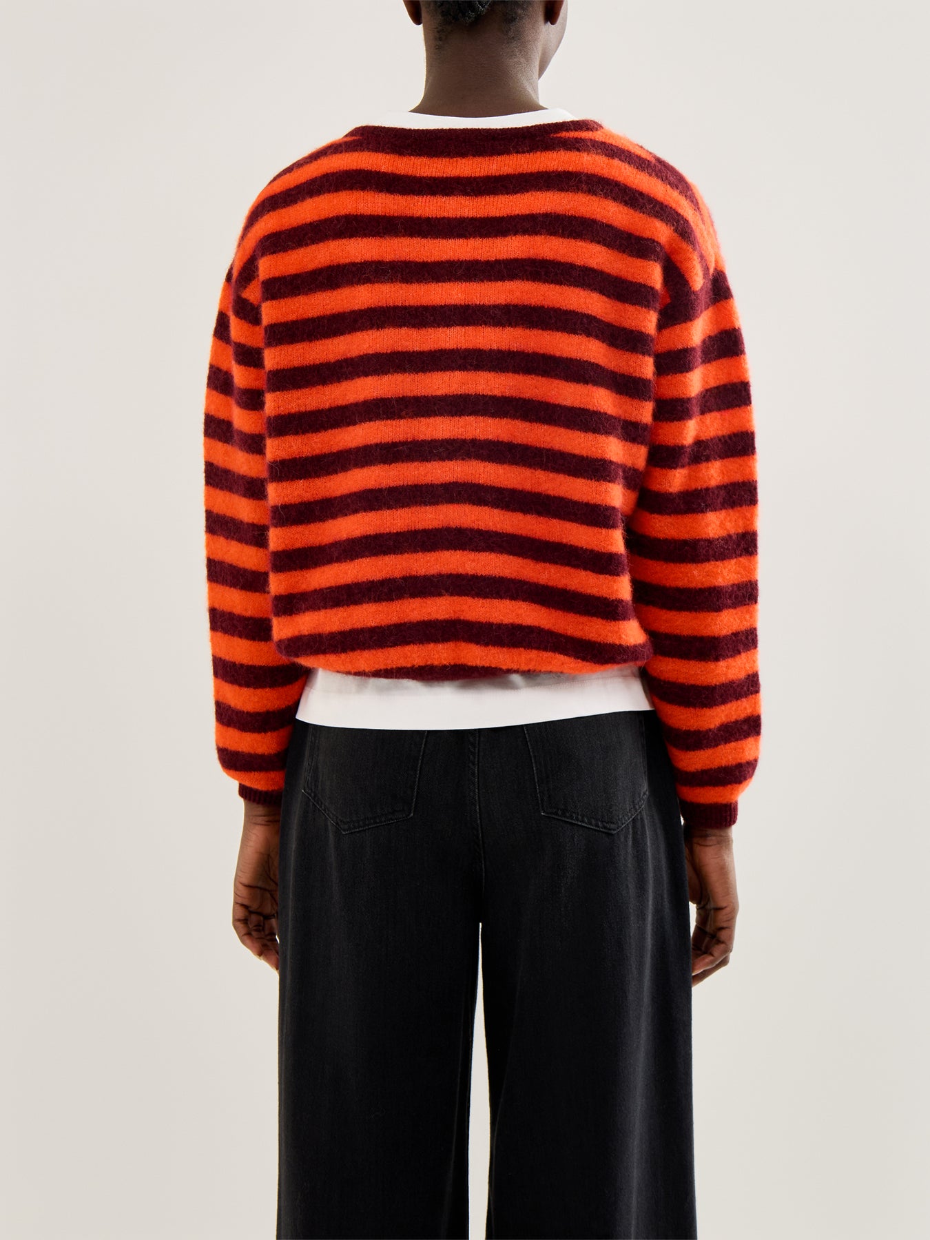 Vitow Wool Cardigan Red Stripe