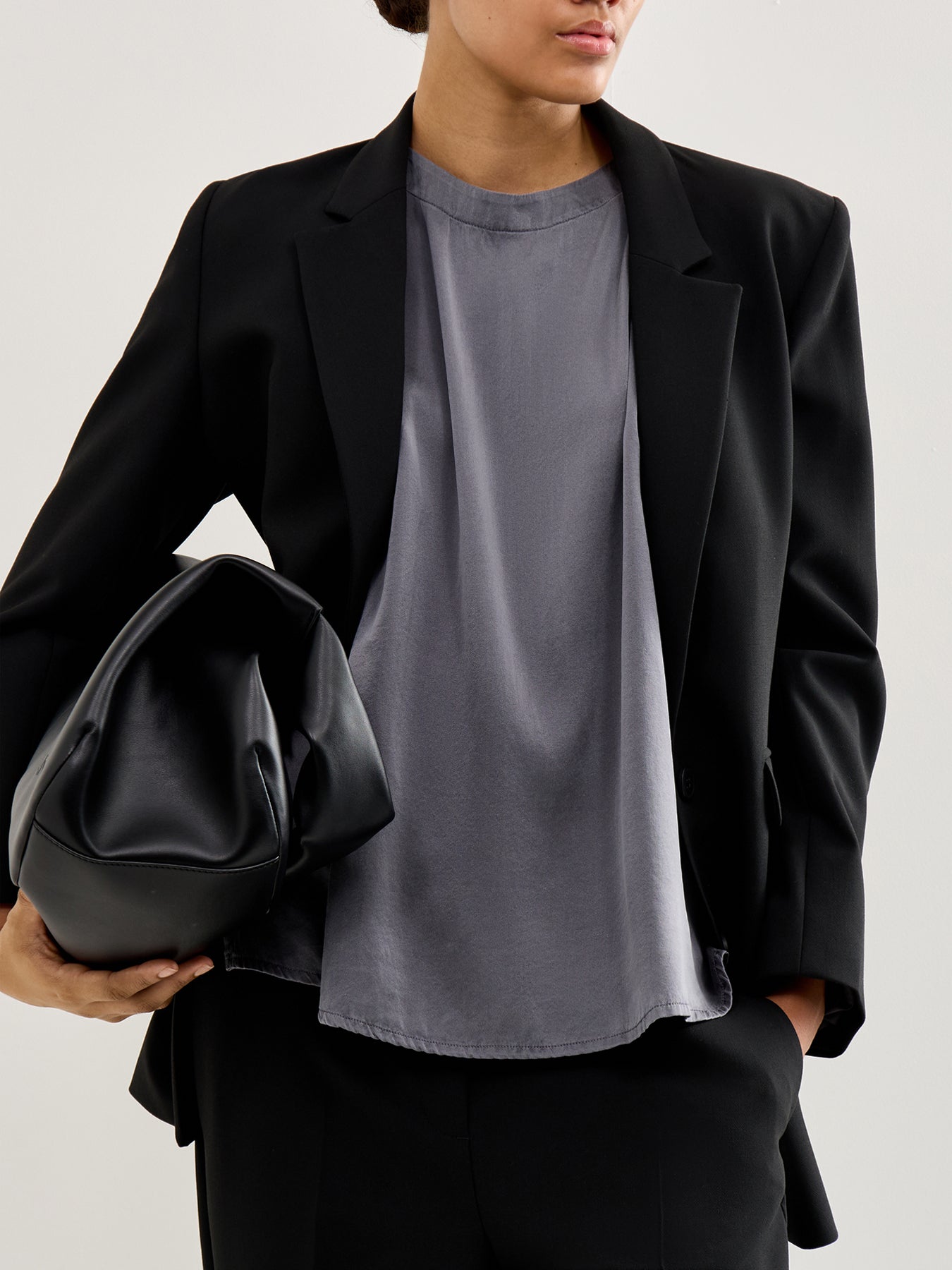 Silk Sleeveless Top Black Silver