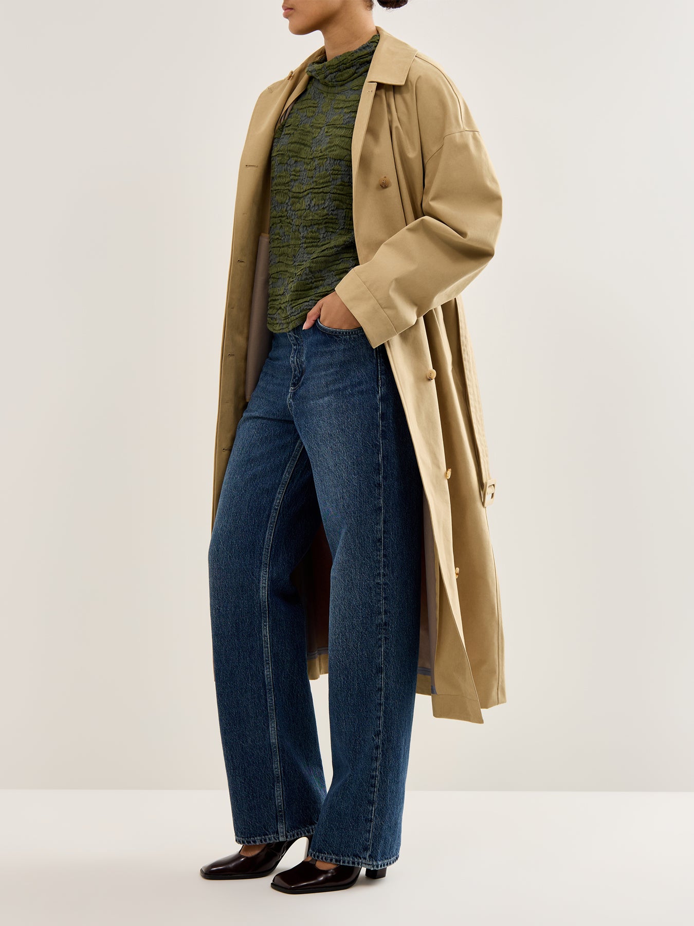 Spot Cowl Neck Top Forest Mist