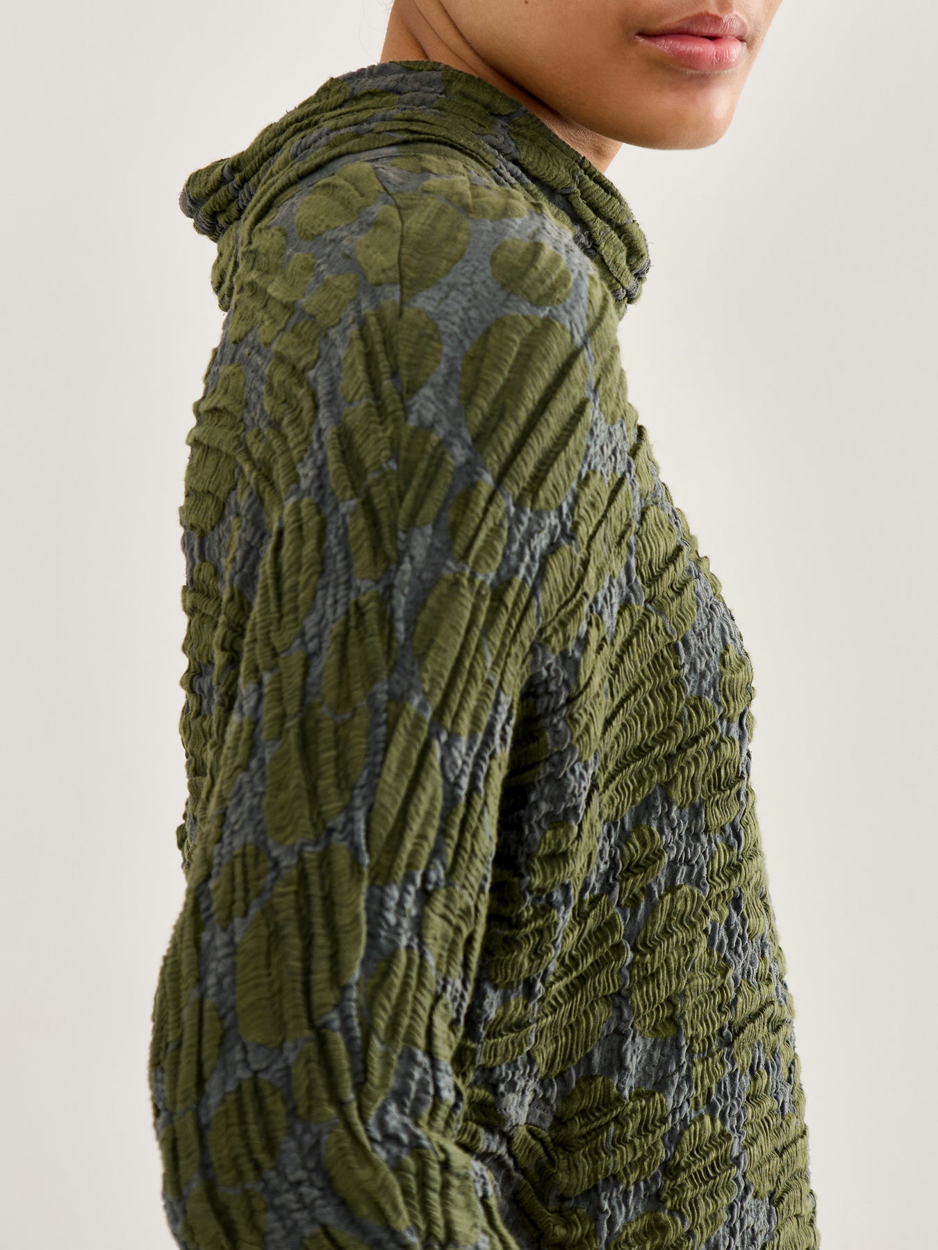 Spot Cowl Neck Top Forest Mist