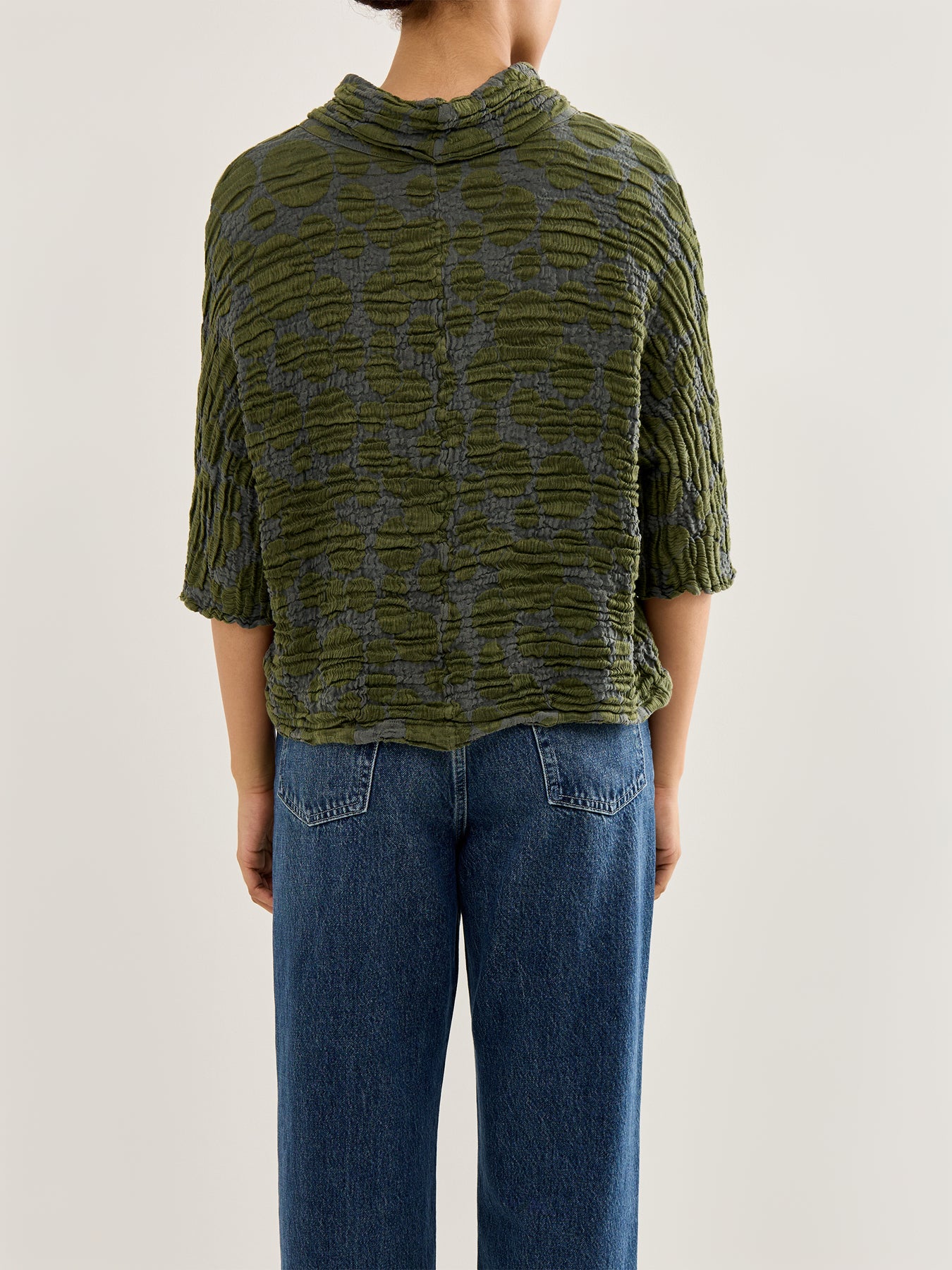 Spot Cowl Neck Top Forest Mist