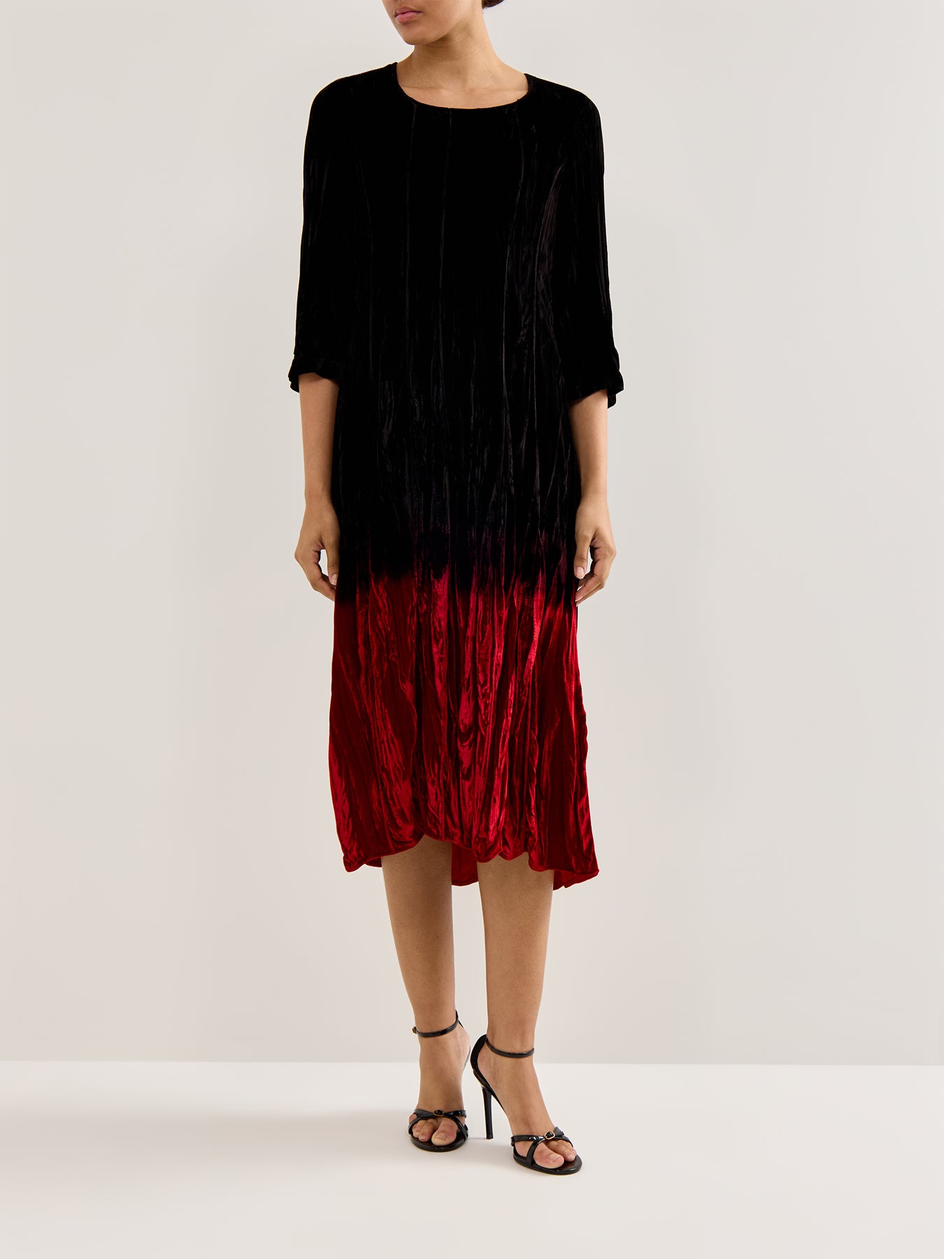 Ombre Velvet Dress Red