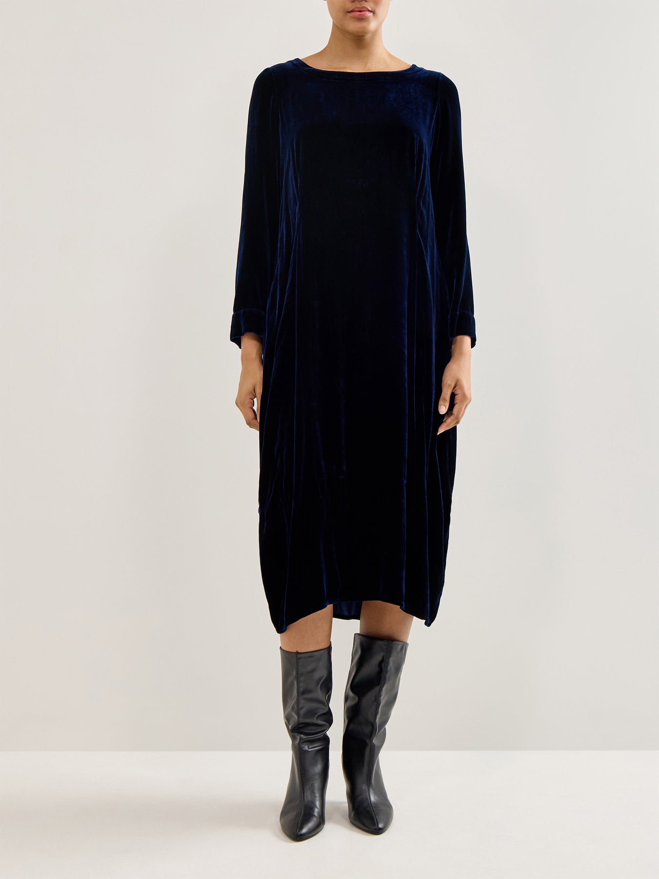 Velvet Long Sleeve Dress Royal Blue