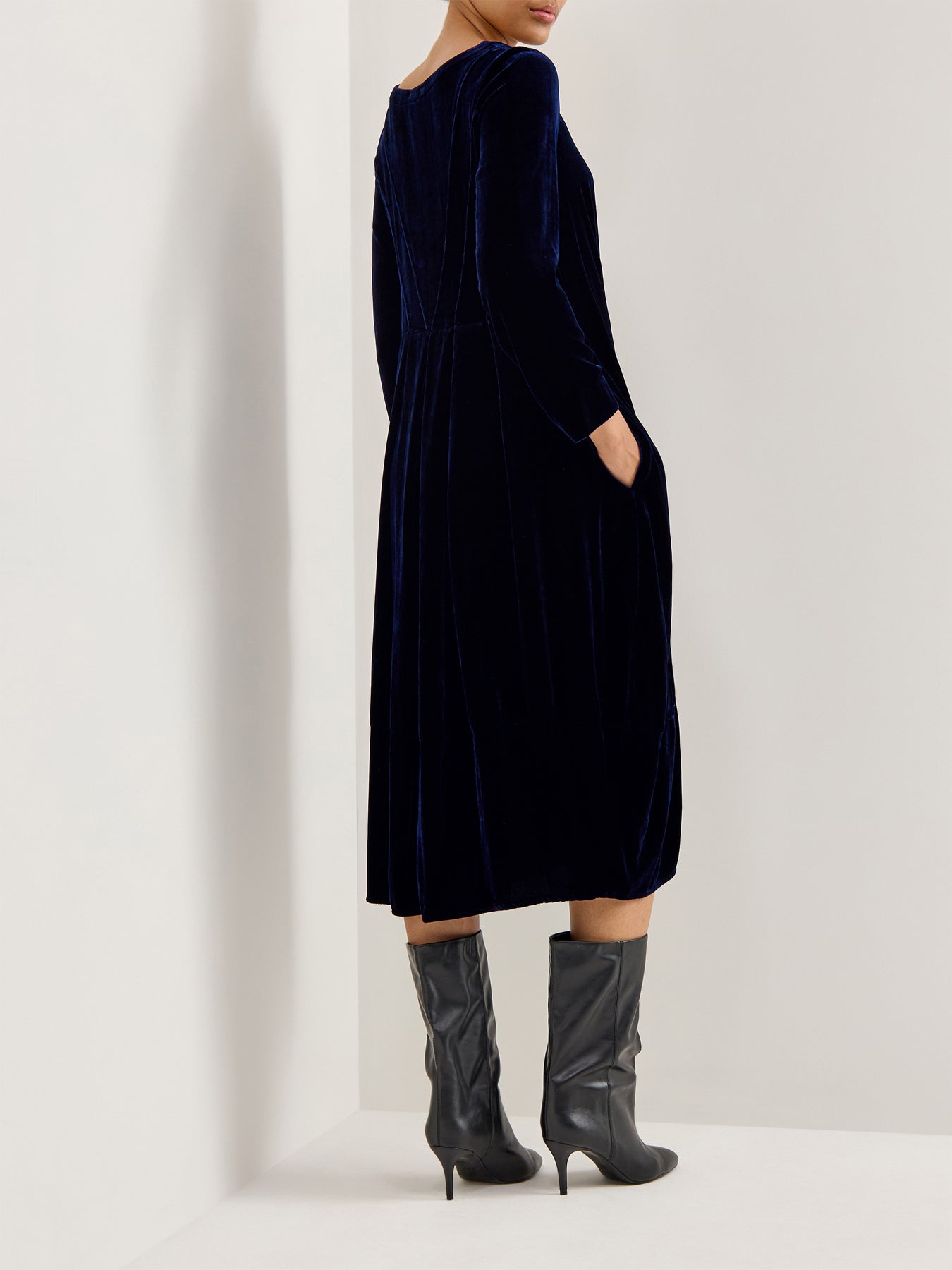 Velvet Long Sleeve Dress Royal Blue