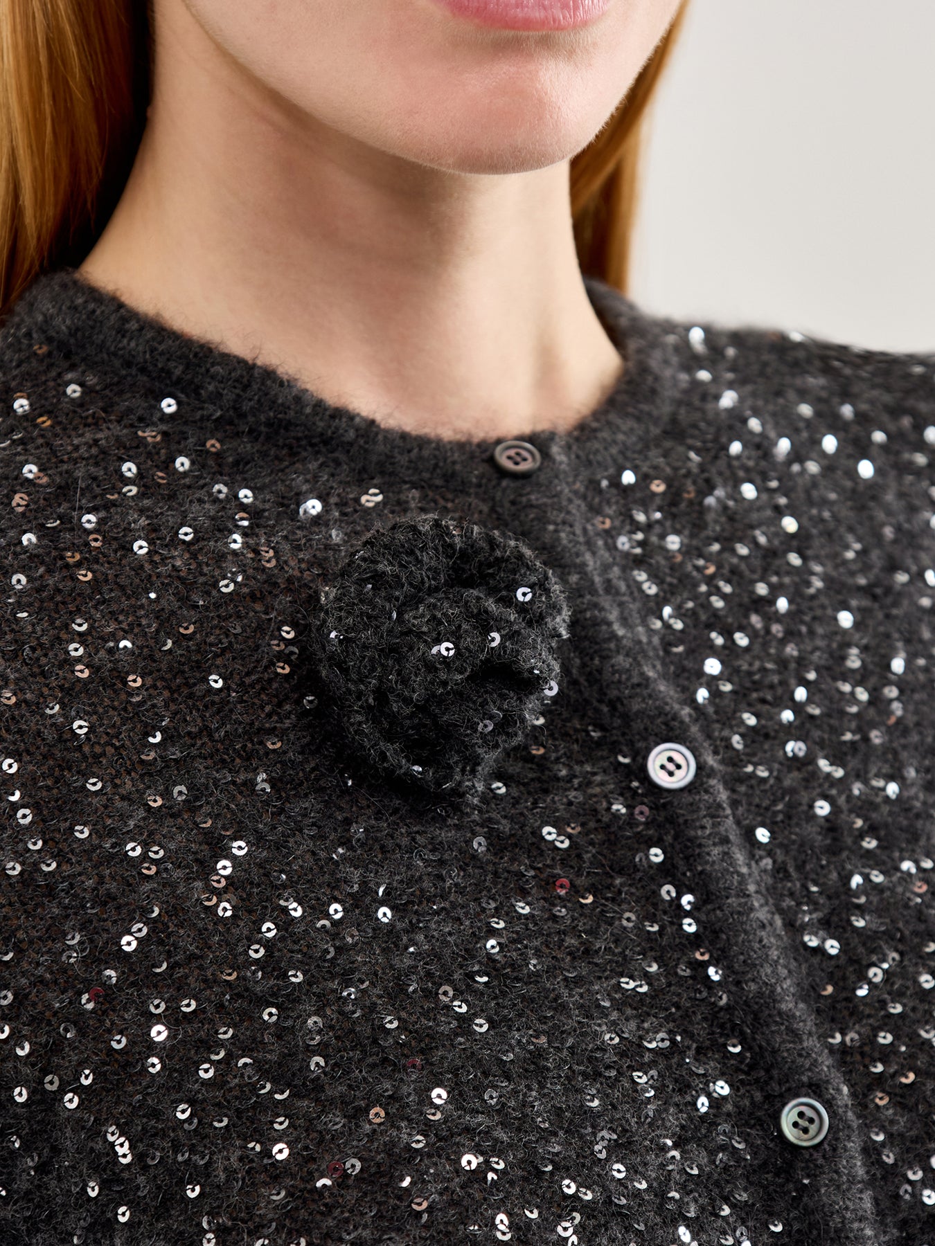 Saba Sequin Cardigan Grey