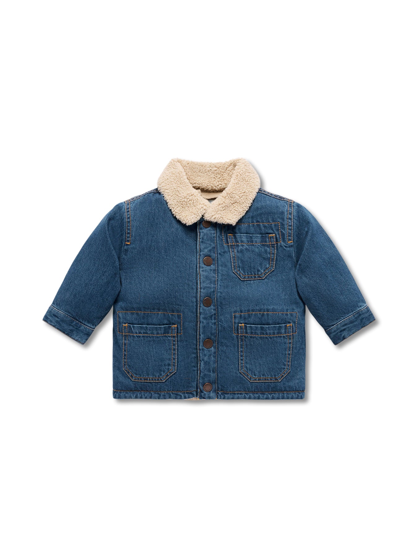 Denim Sherpa Jacket Mid Denim Cotton