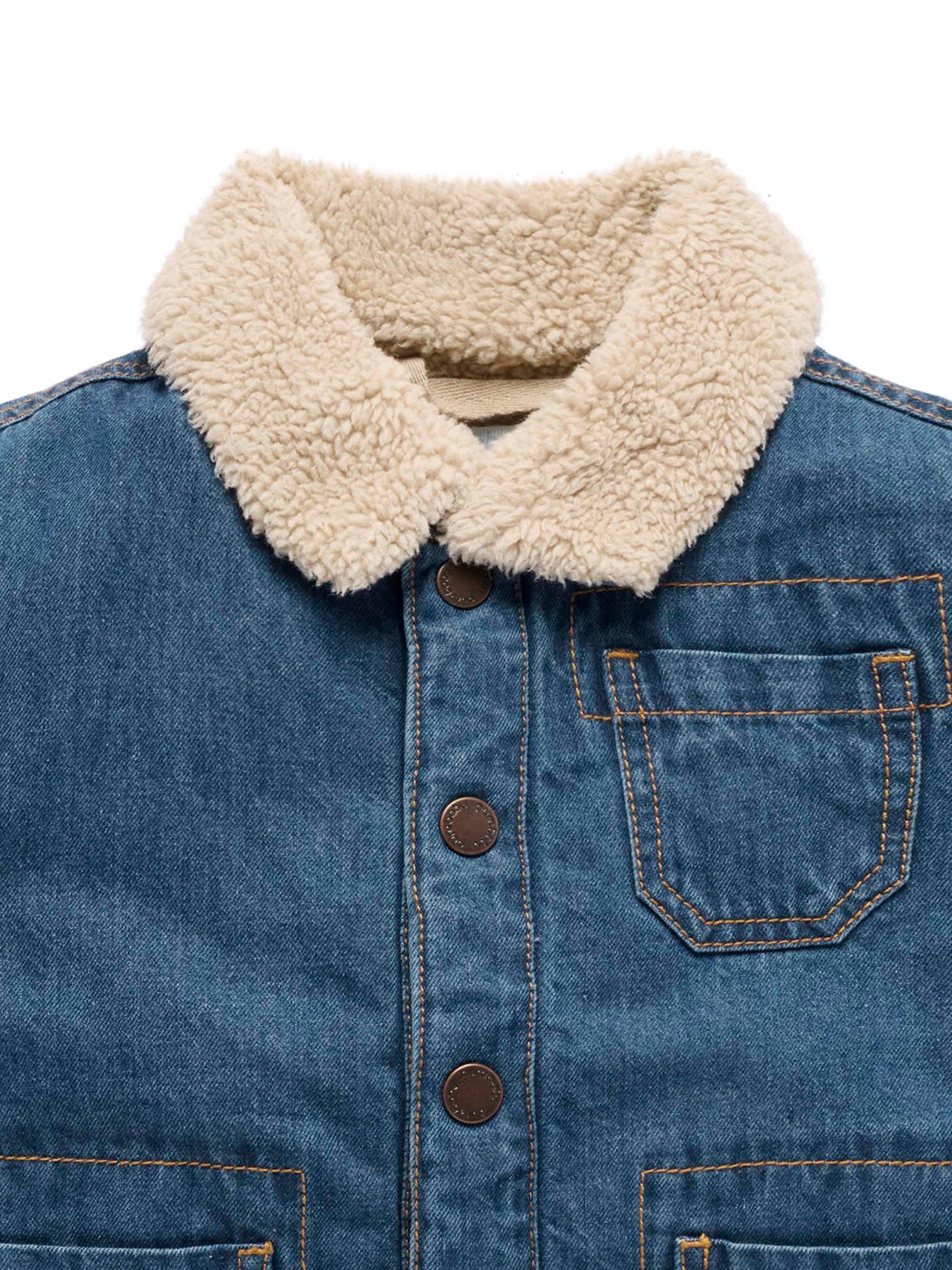 Denim Sherpa Jacket Mid Denim Cotton