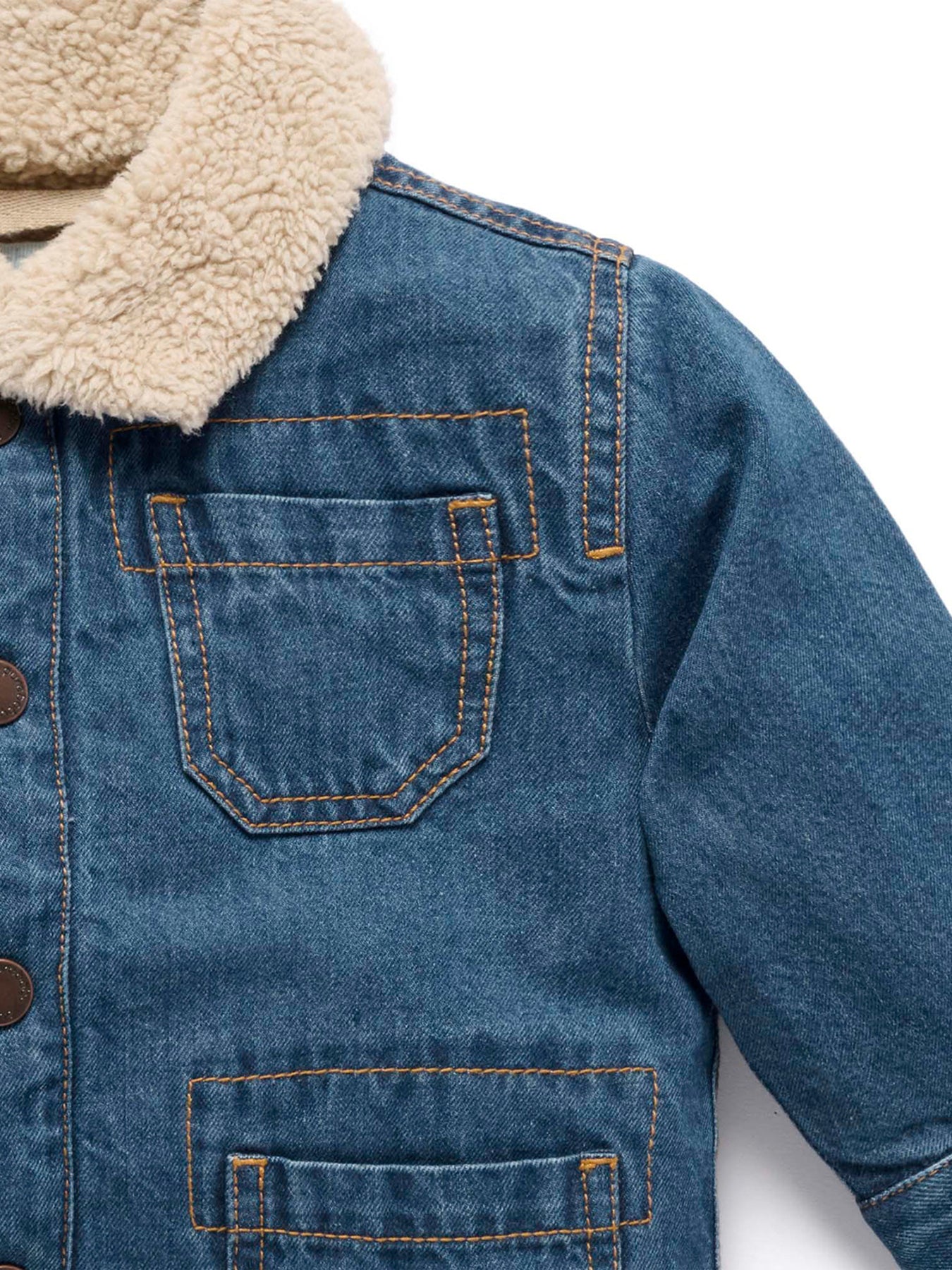 Denim Sherpa Jacket Mid Denim Cotton