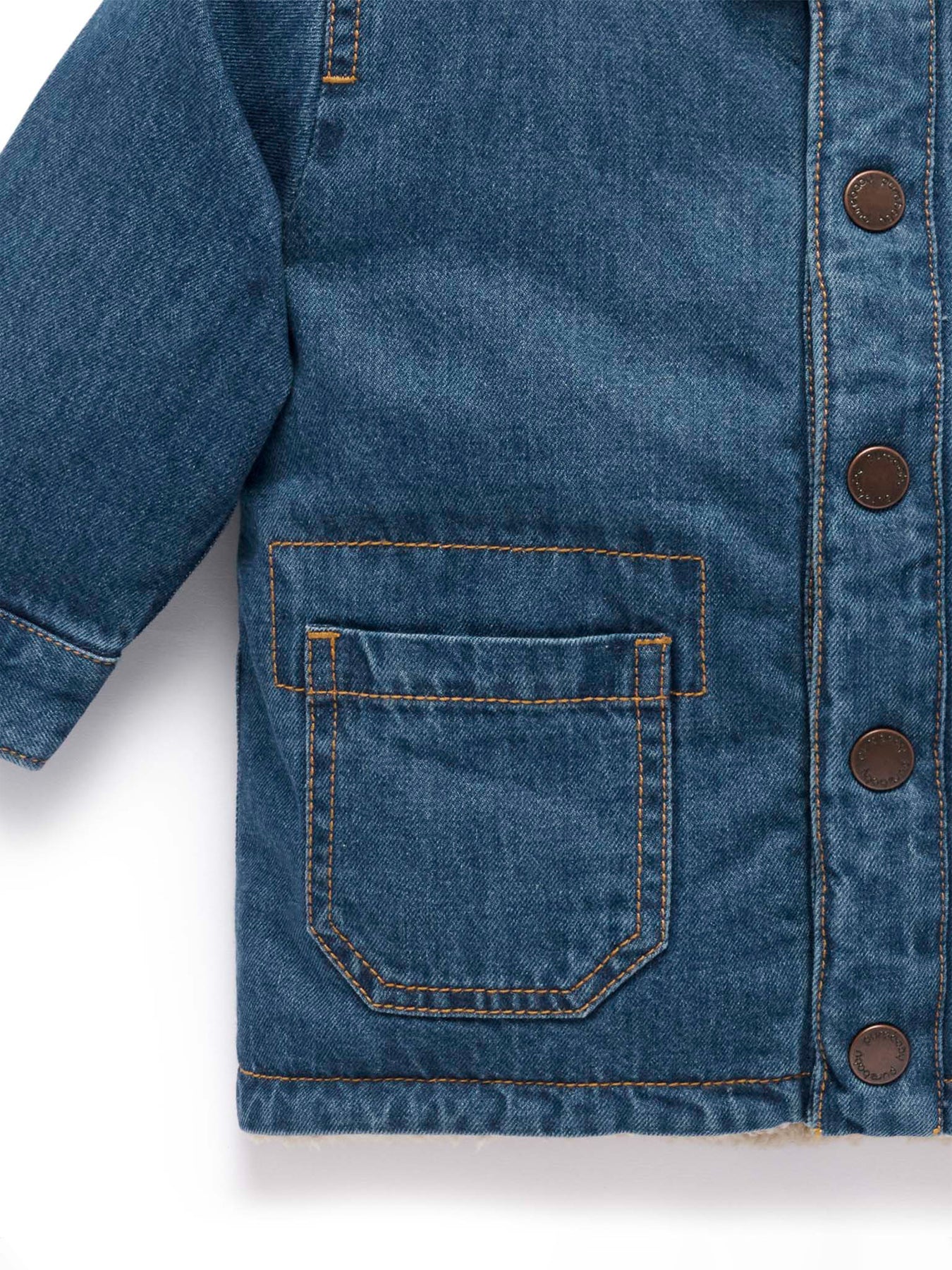 Denim Sherpa Jacket Mid Denim Cotton