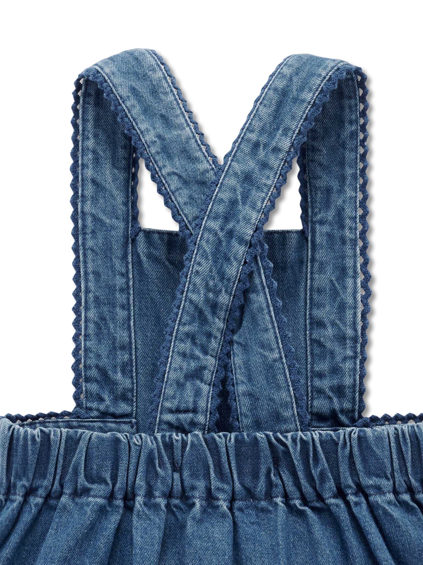 Embroidered Pinnie Mid Denim Cotton