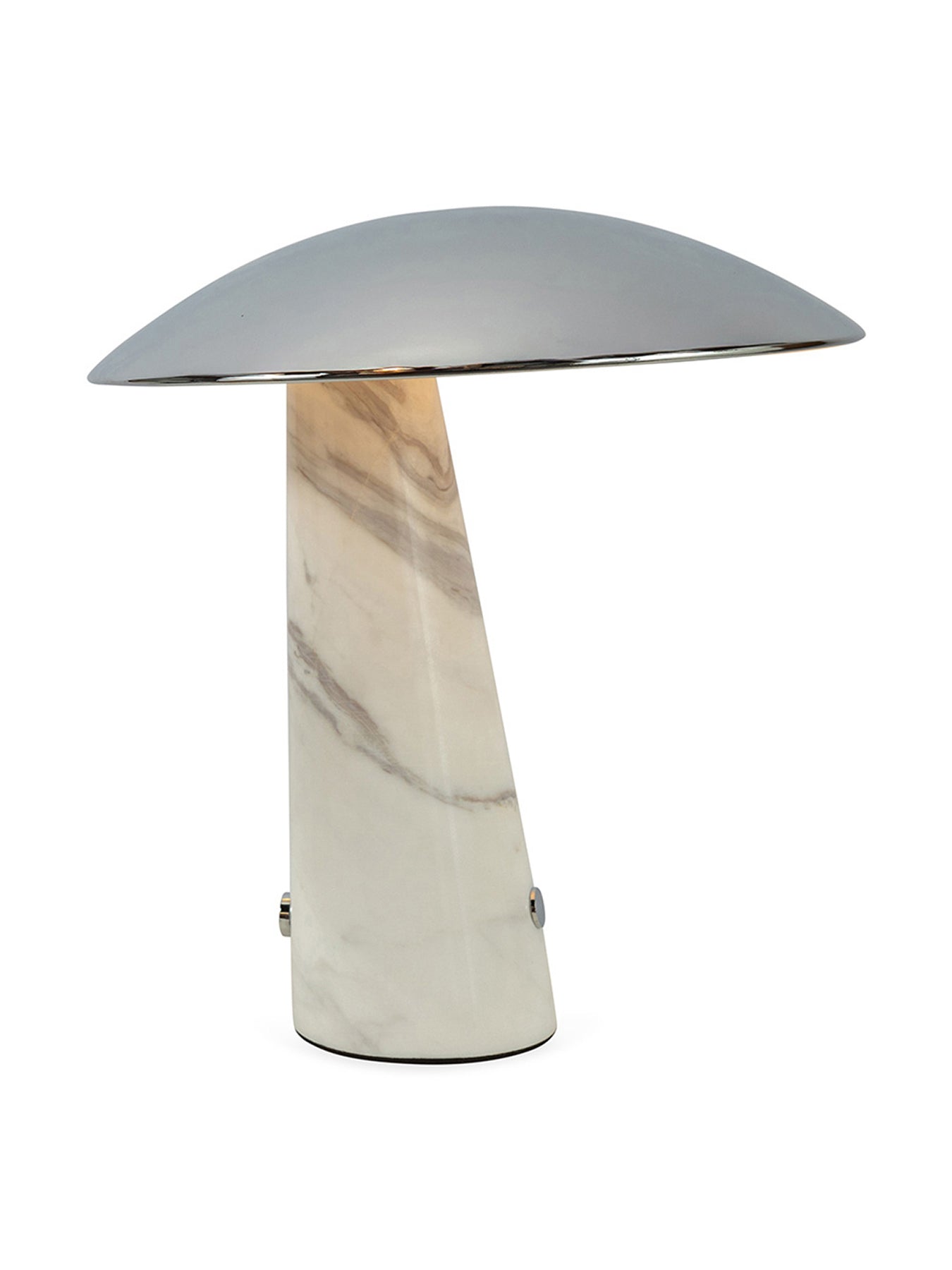 Abri LED Portable Table Lamp Chrome/White Volakas Marble