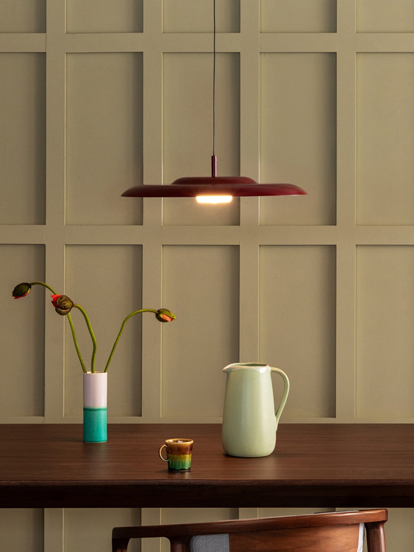 Diner LED Metal Pendant Large Ruby