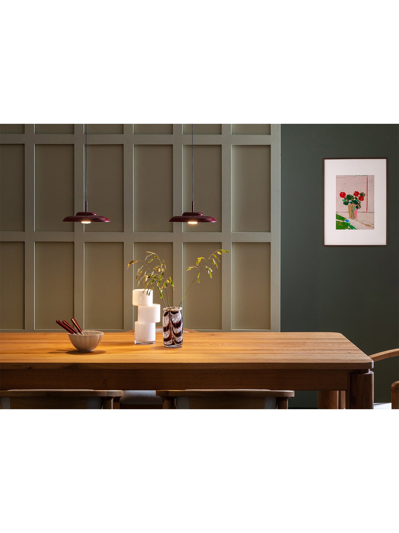 Diner LED Metal Pendant Small Ruby