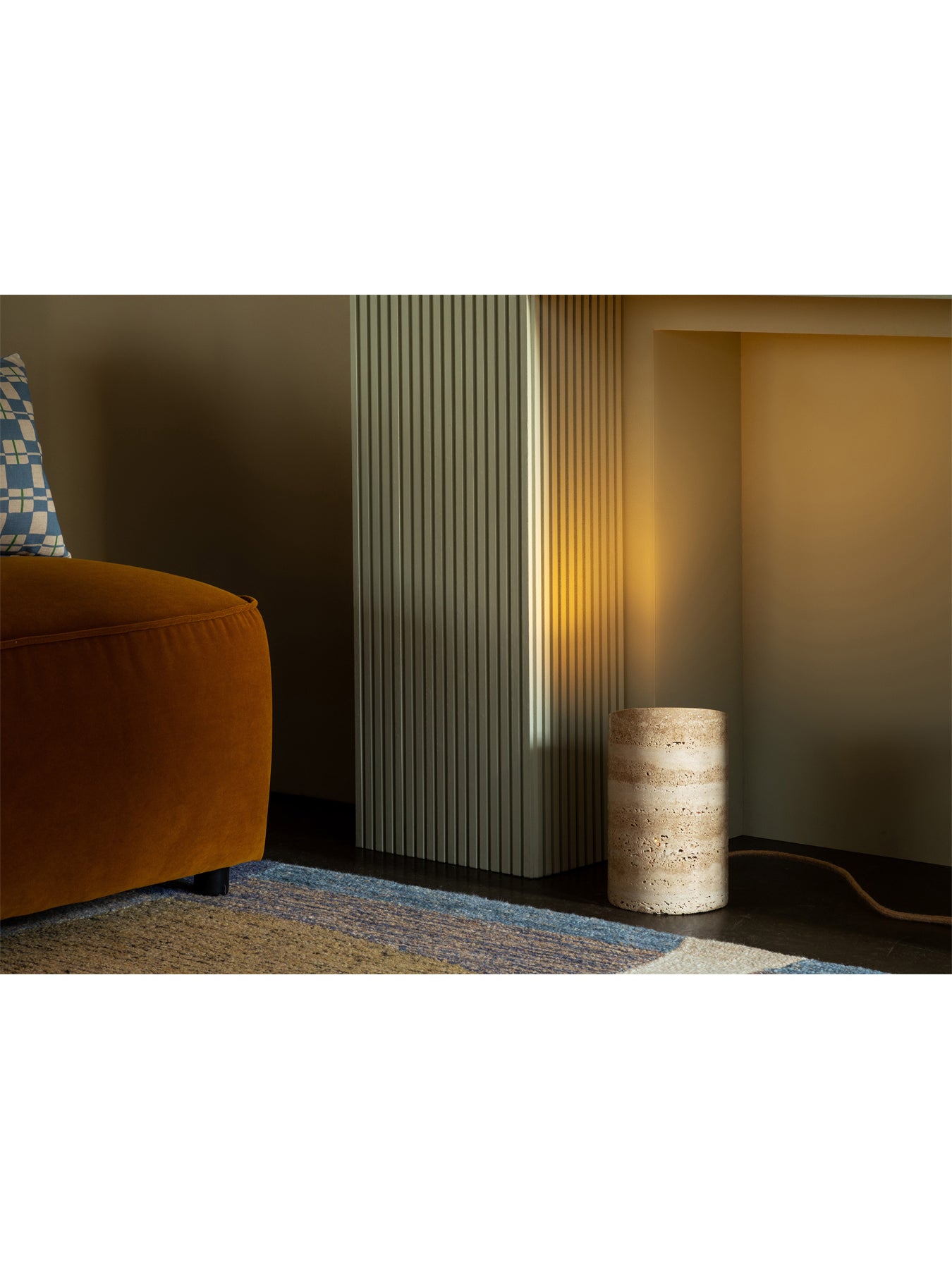 Eliot Travertine Uplighter Floor Lamp