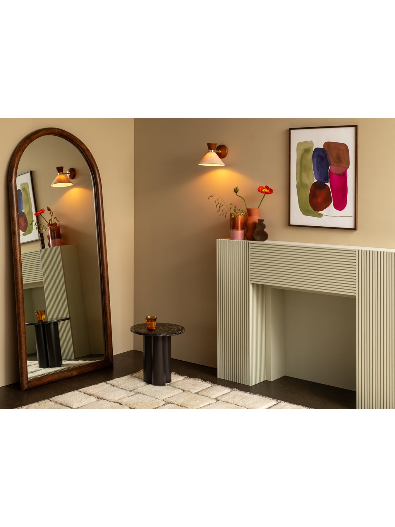 Genoa Arch Floor Mirror Walnut Finish 190 x 90cm