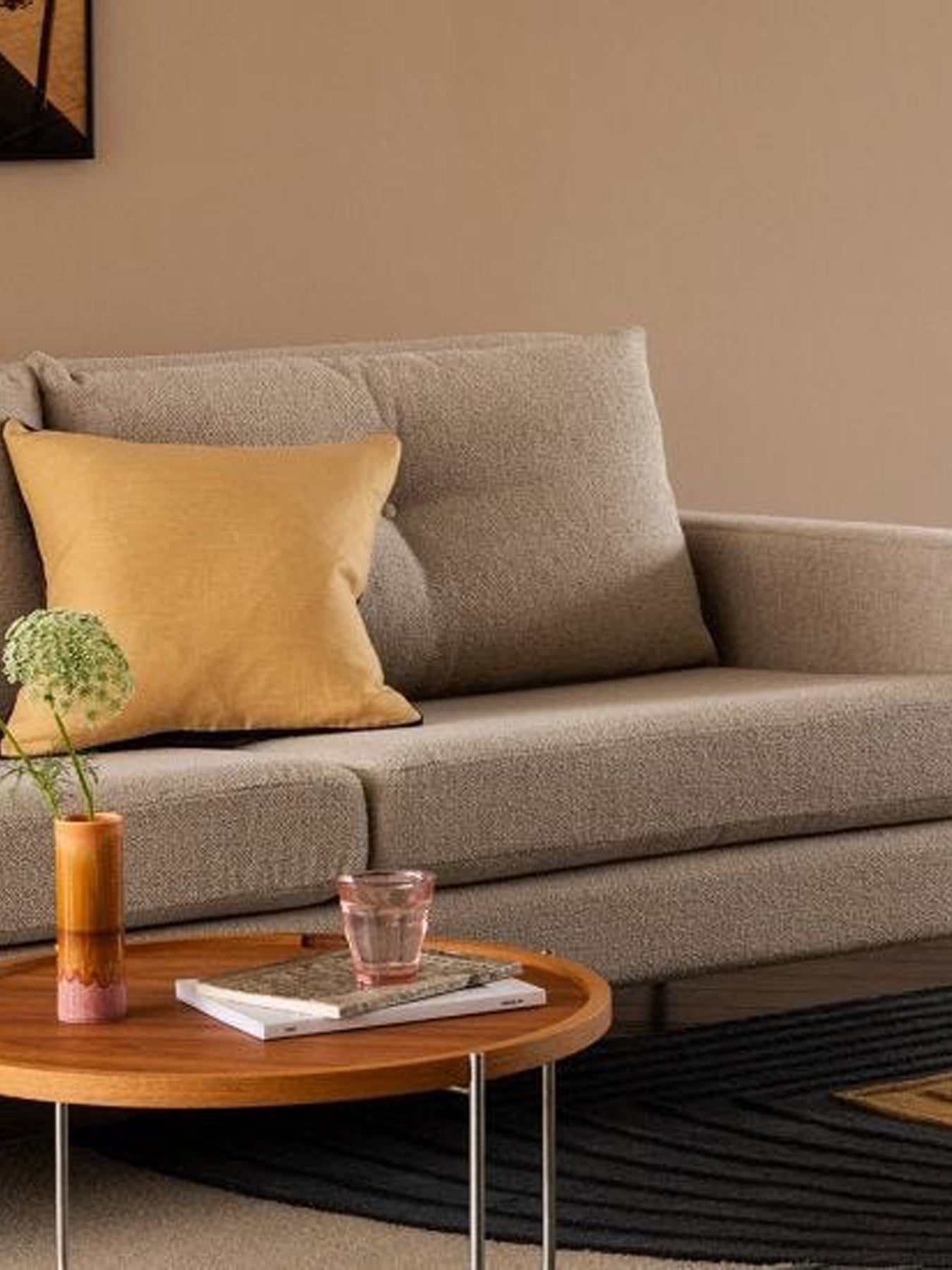 Limited Edition Linen Cushion Light Yellow & Olive Green 45 x 45 cm