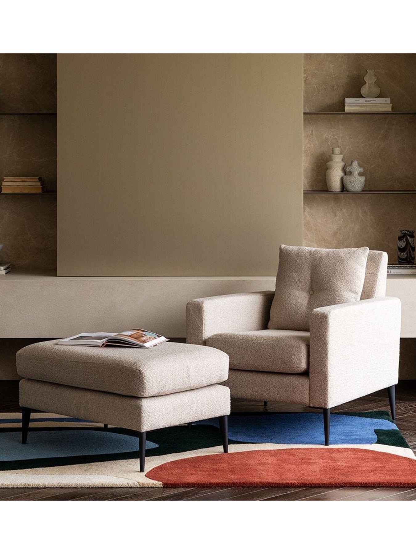 Brunel Tessuta Oatmeal Footstool