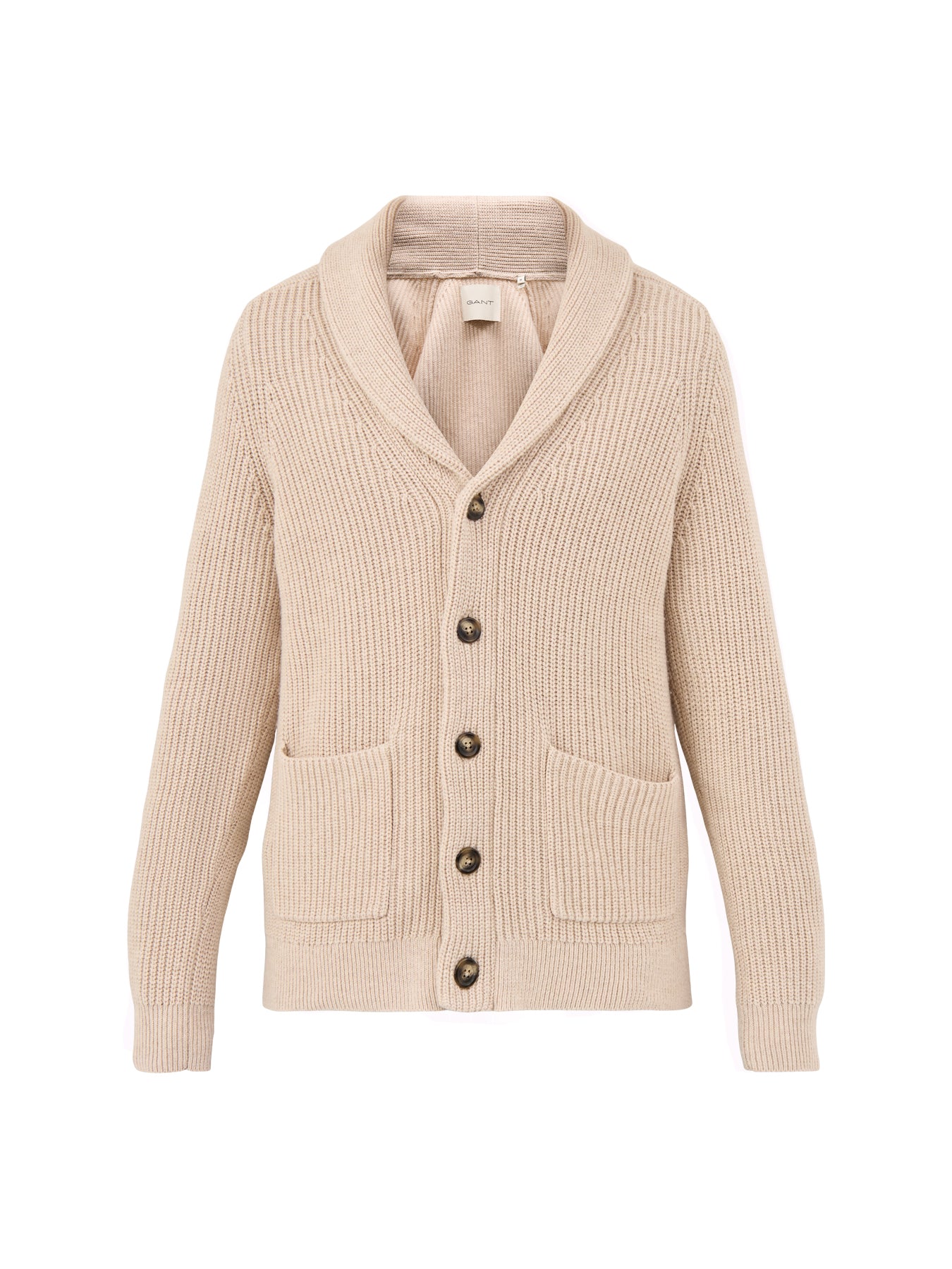 Wool-Blend Shawl Collar Cardigan Light Beige